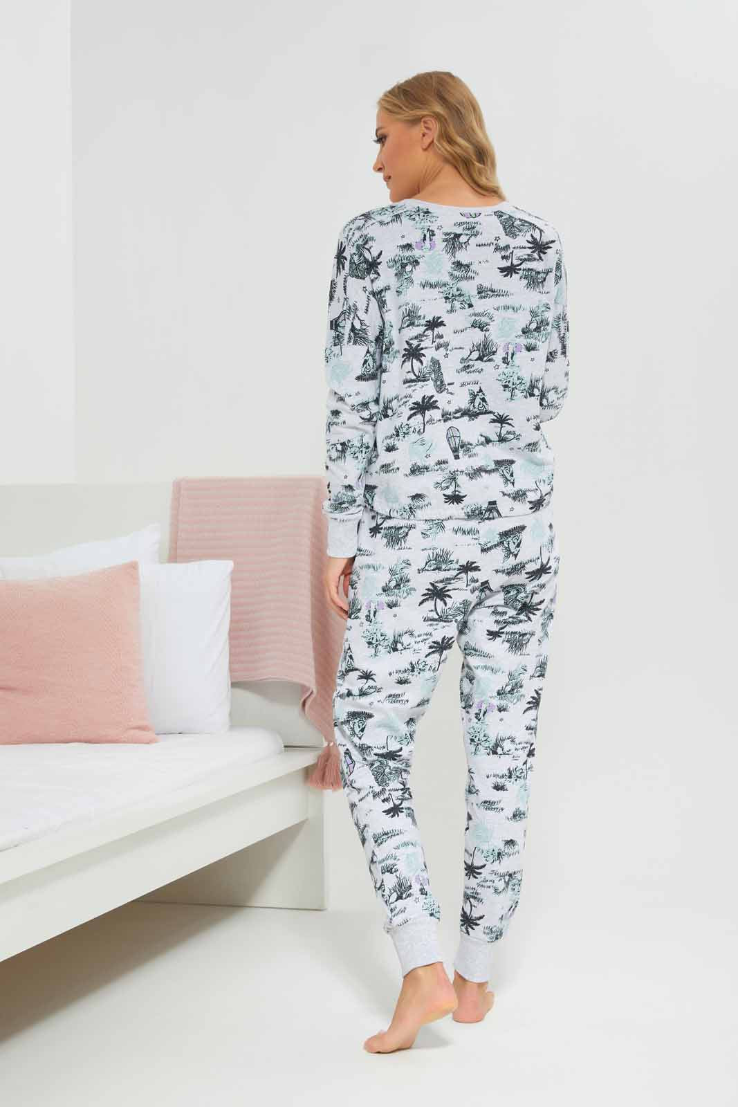 Redtag-Women-Grey-Color-Aop-Longsleeves-Pajama-Set-Category:Pyjama-Sets,-Colour:Grey,-Deals:New-In,-Filter:Women's-Clothing,-New-In-Women-APL,-Non-Sale,-Section:Women,-W22B,-Women-Pyjama-Sets--