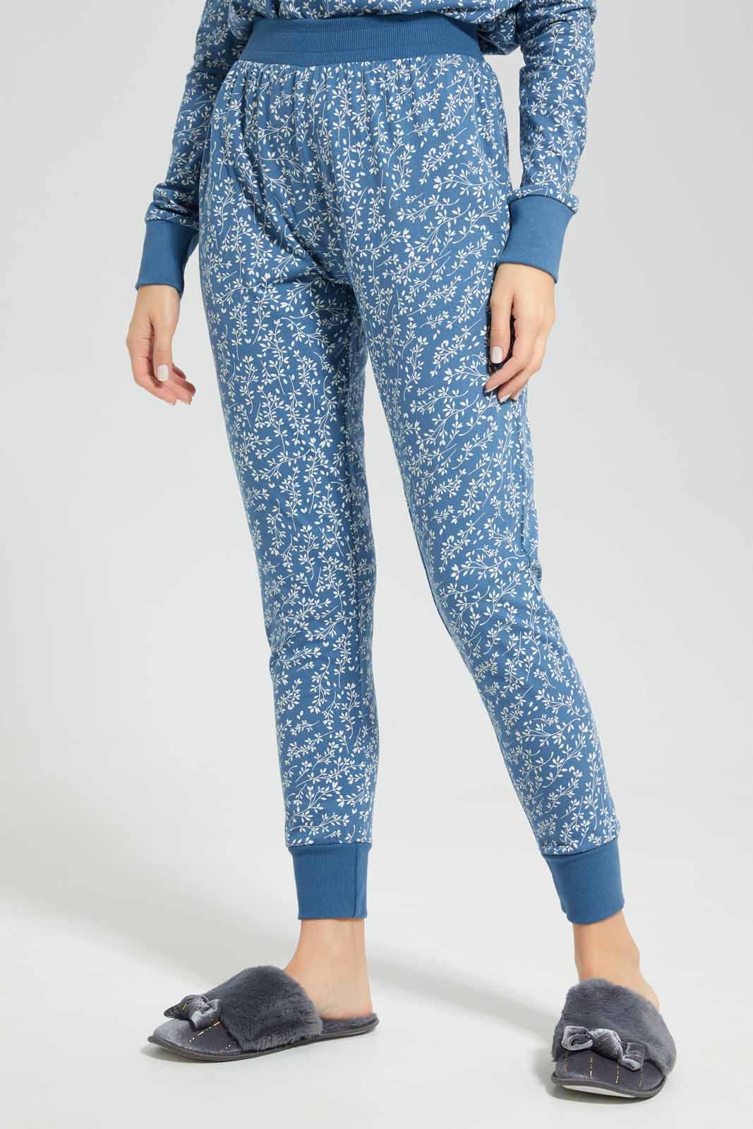 Redtag-Women-Navy-Color-Aop-Longsleeves-Pajama-Set-Category:Pyjama-Sets,-Colour:Navy,-Deals:New-In,-Filter:Women's-Clothing,-New-In-Women-APL,-Non-Sale,-Section:Women,-W22B,-Women-Pyjama-Sets--