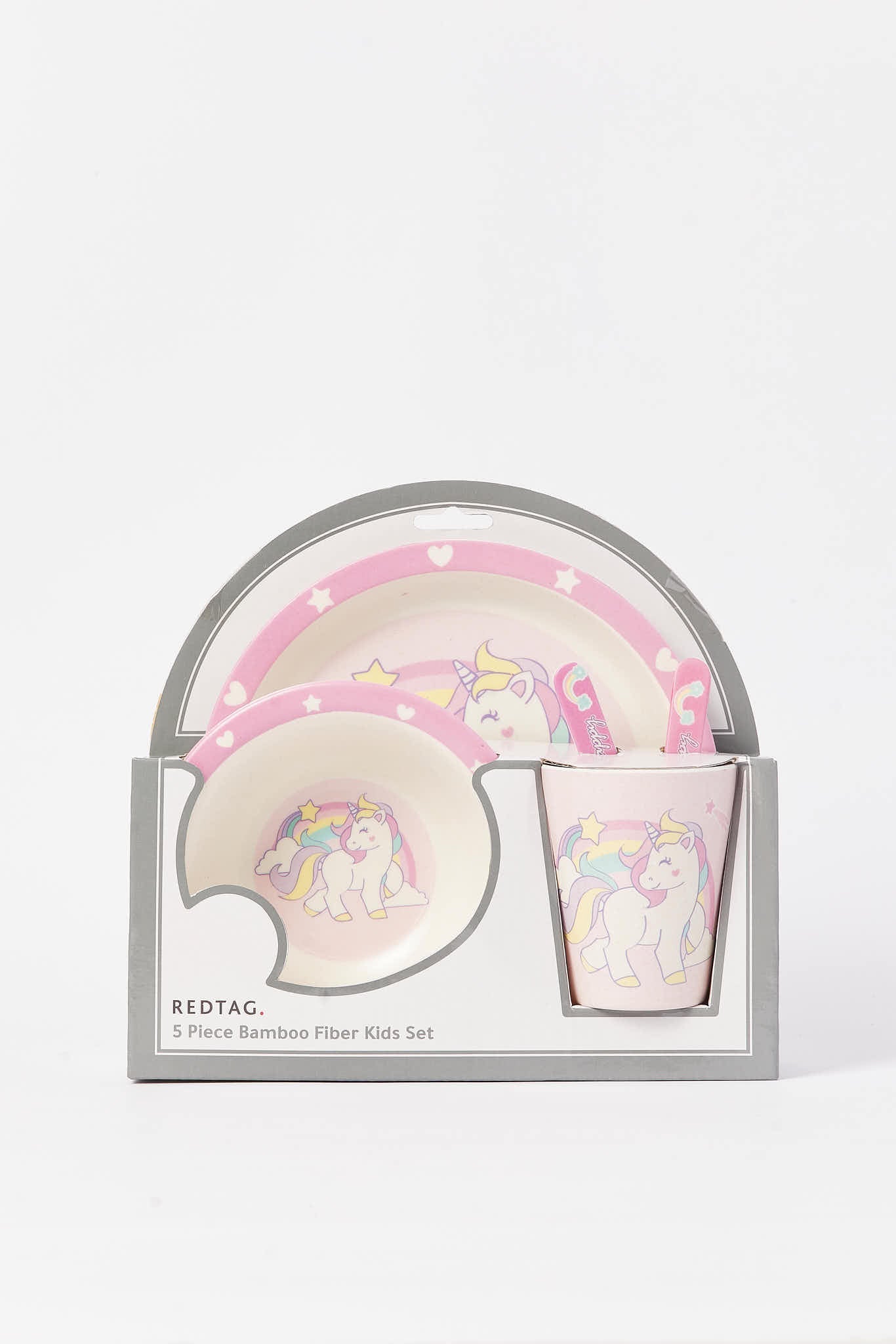 Redtag-Pink-Kids-Breakfast-Set-(5-Piece)-Category:Crockery-Sets,-Colour:Pink,-Deals:New-In,-Dept:Home,-Filter:Home-Dining,-HMW-DIN-Crockery,-New-In-HMW-DIN,-Non-Sale,-S23A,-Section:Homewares-Home-Dining-