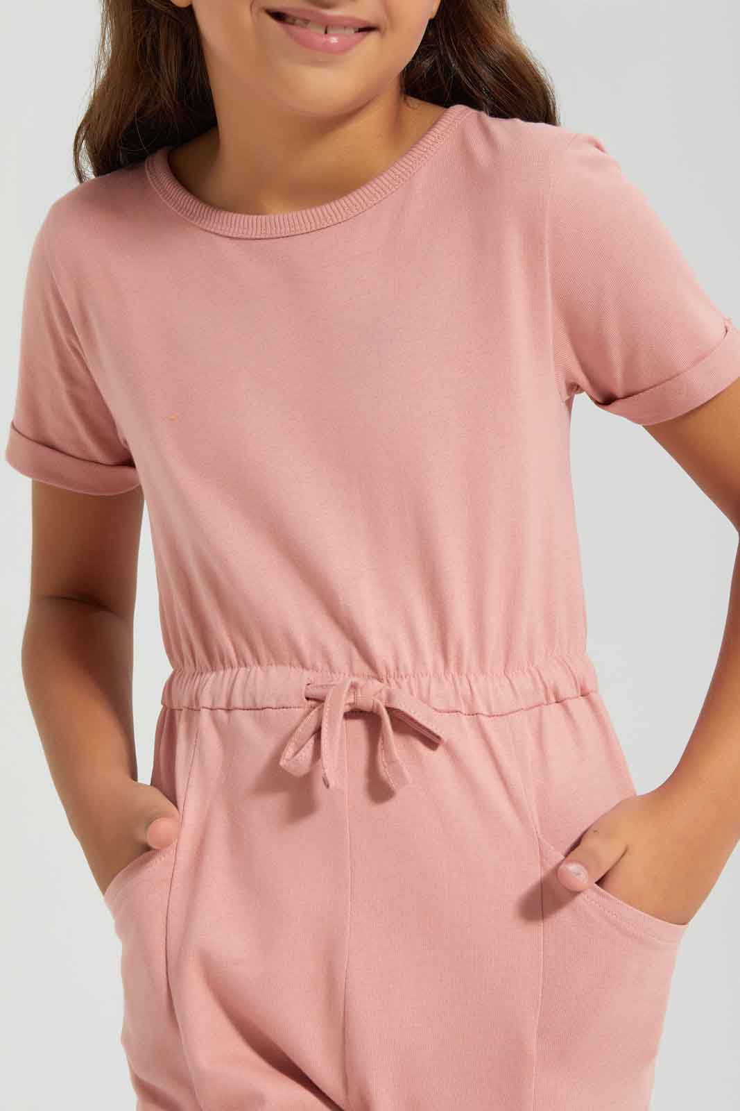Redtag-Girls-Pink-Long-Length-Jumpsuits-Category:Jumpsuits,-Colour:Apricot,-Deals:New-In,-Filter:Girls-(2-to-8-Yrs),-GIR-Jumpsuits,-New-In-GIR-APL,-Non-Sale,-Section:Girls-(0-to-14Yrs),-W22B-Girls-2 to 8 Years