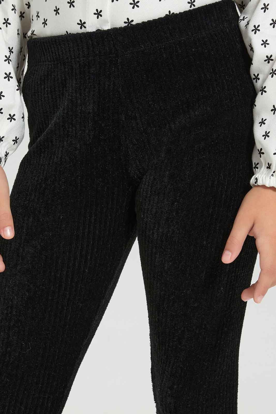 Redtag-Girls-Black-Velour-Jegging-Category:Jeggings,-Colour:Black,-Deals:New-In,-Dept:Girls,-Filter:Girls-(2-to-8-Yrs),-GIR-Jeggings,-New-In-GIR-APL,-Non-Sale,-Section:Girls-(0-to-14Yrs),-W22B-Girls-2 to 8 Years