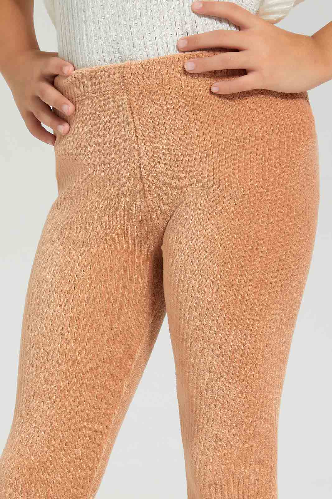 Redtag-Girls-Pink-Velouor-Jegging-Category:Jeggings,-Colour:Apricot,-Deals:New-In,-Dept:Girls,-Filter:Girls-(2-to-8-Yrs),-GIR-Jeggings,-New-In-GIR-APL,-Non-Sale,-Section:Girls-(0-to-14Yrs),-W22B-Girls-2 to 8 Years
