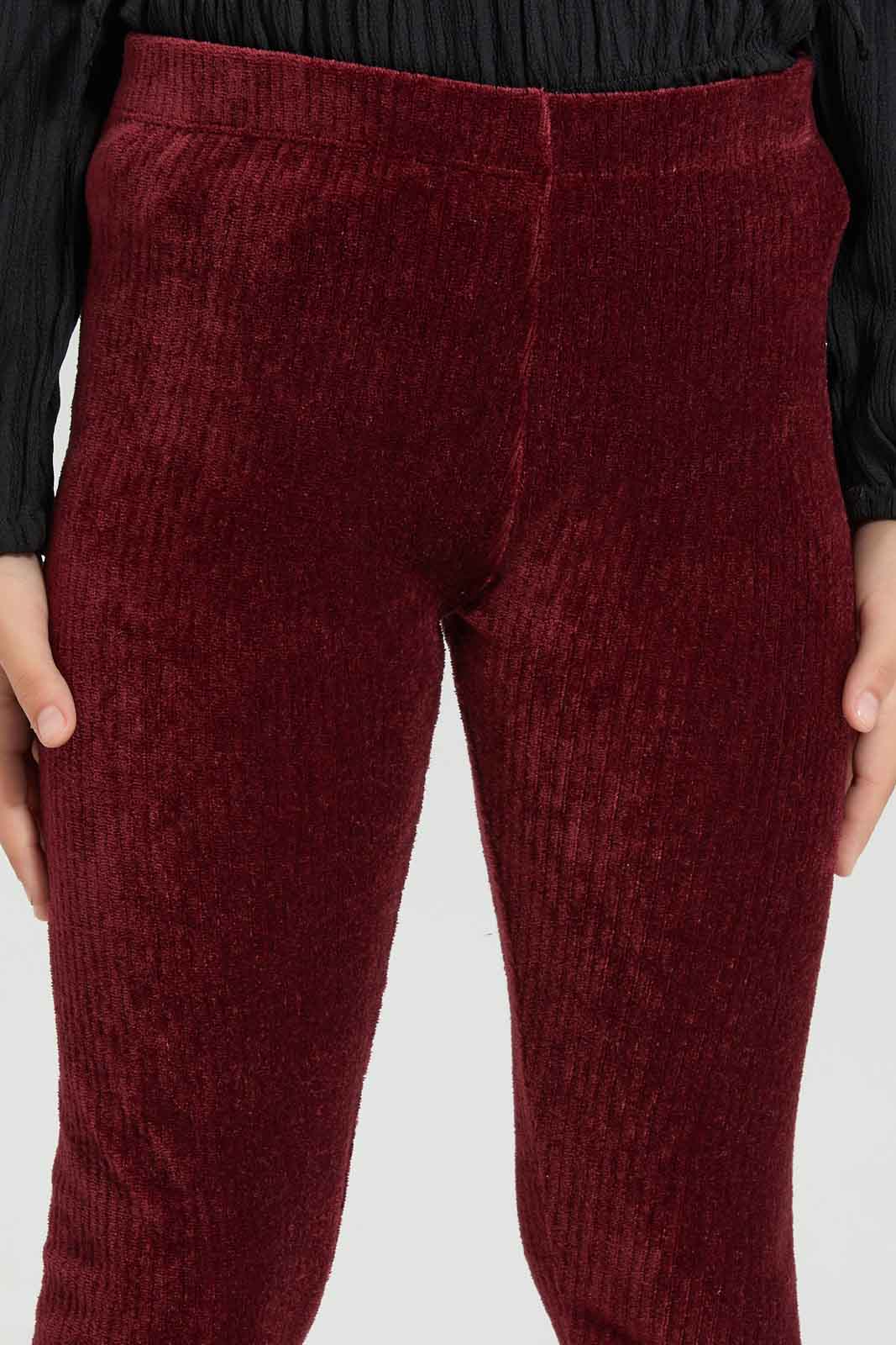 Redtag-Girls-Burguandy-Velour-Jegging-Category:Jeggings,-Colour:Burgundy,-Deals:New-In,-Dept:Girls,-Filter:Girls-(2-to-8-Yrs),-GIR-Jeggings,-New-In-GIR-APL,-Non-Sale,-Section:Girls-(0-to-14Yrs),-W22B-Girls-2 to 8 Years