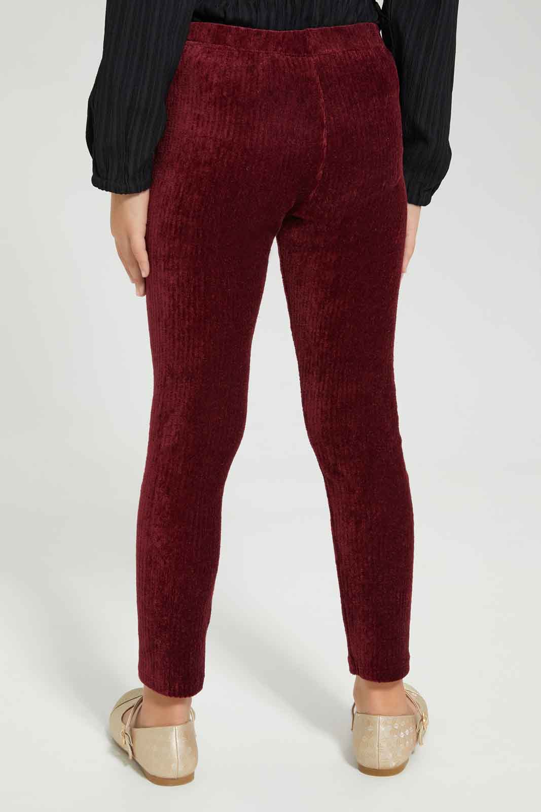 Redtag-Girls-Burguandy-Velour-Jegging-Category:Jeggings,-Colour:Burgundy,-Deals:New-In,-Dept:Girls,-Filter:Girls-(2-to-8-Yrs),-GIR-Jeggings,-New-In-GIR-APL,-Non-Sale,-Section:Girls-(0-to-14Yrs),-W22B-Girls-2 to 8 Years