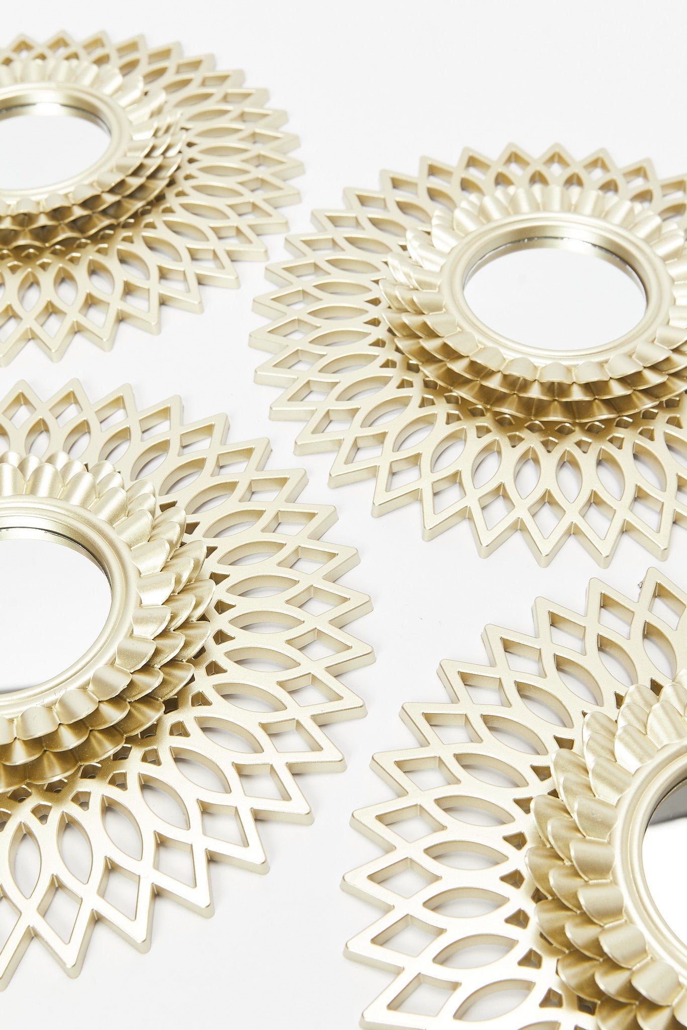 Redtag-Gold-Round-Floral-Decorative-Mirror-Set(5Piece)-Category:Mirrors,-Colour:Gold,-Deals:New-In,-Dept:Home,-Filter:Home-Decor,-HMW-HOM-Wall-Decor-&-Mirrors,-New-In-HMW-HOM,-Non-Sale,-S23B,-Section:Homewares-Home-Decor-