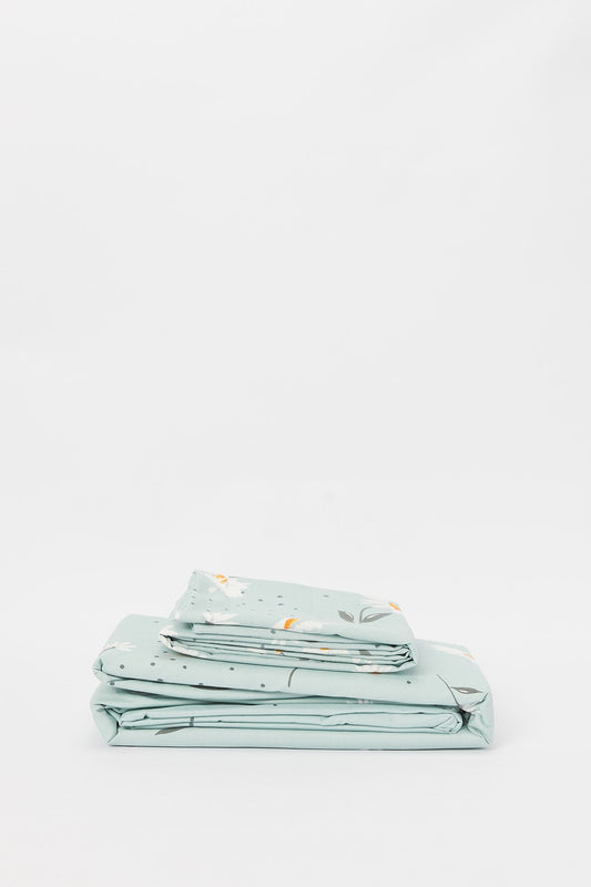 Redtag-Teal-Floral-Print-Flat-Sheet-(Single-Size)-365,-Category:Flat-Sheets,-Colour:Teal,-Deals:New-In,-Dept:Home,-Filter:Home-Bedroom,-H1:HMW,-H2:BED,-H3:BLN,-H4:FLT,-HMW-BED-Flat-Sheets,-New-In-HMW-BED,-Non-Sale,-Season:365,-Section:Homewares,-Style:ENTRY-Home-Bedroom-