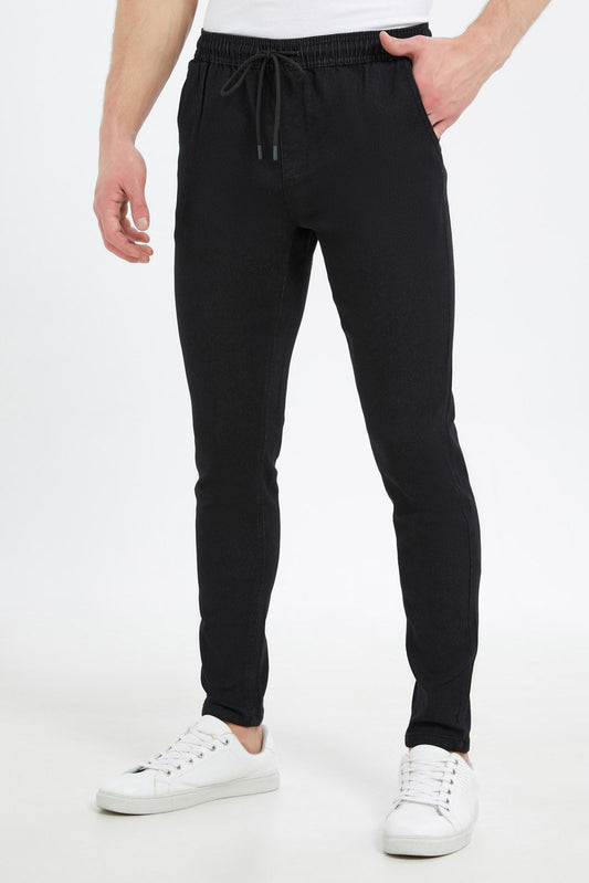 Redtag-Men-Black-Wash-Pull-On-Knit-Denim-Jeans-Category:Jeans,-Colour:Black,-Deals:New-In,-Dept:Menswear,-Filter:Men's-Clothing,-Men-Jeans,-New-In-Men-APL,-Non-Sale,-S23B,-Section:Men,-TBL-Men's-