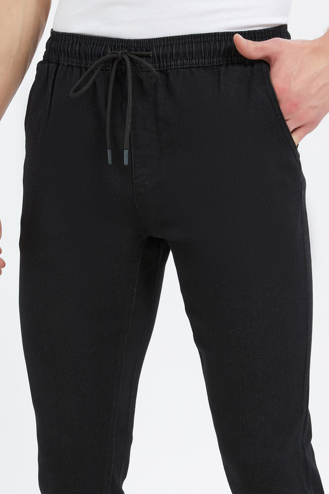Redtag-Men-Black-Wash-Pull-On-Knit-Denim-Jeans-Category:Jeans,-Colour:Black,-Deals:New-In,-Dept:Menswear,-Filter:Men's-Clothing,-Men-Jeans,-New-In-Men-APL,-Non-Sale,-S23B,-Section:Men,-TBL-Men's-