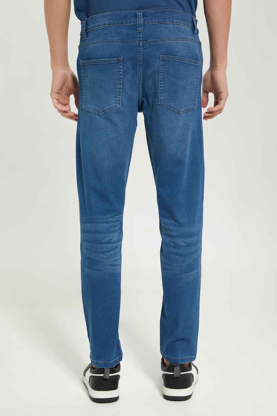 Redtag-Men-Mid-Wash-5-Pocket-Knit-Denim-Jeans-Category:Jeans,-Colour:Indigo,-Deals:New-In,-Dept:Menswear,-Filter:Men's-Clothing,-Men-Jeans,-New-In-Men-APL,-Non-Sale,-S23A,-Section:Men,-TBL-Men's-