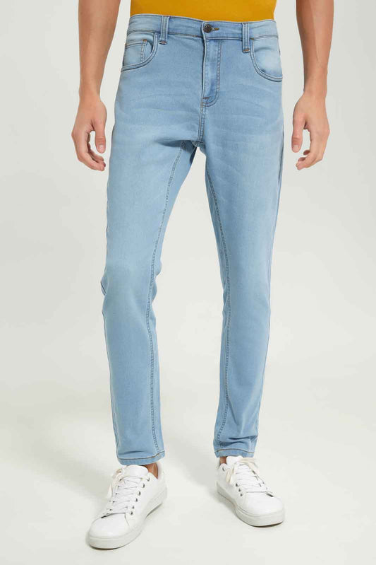 Redtag-Men-Light-Wash-5-Pocket-Knit-Denim-Jeans-Category:Jeans,-Colour:Light-Wash,-Deals:New-In,-Dept:Menswear,-Filter:Men's-Clothing,-Men-Jeans,-New-In-Men-APL,-Non-Sale,-S23A,-Section:Men,-TBL-Men's-