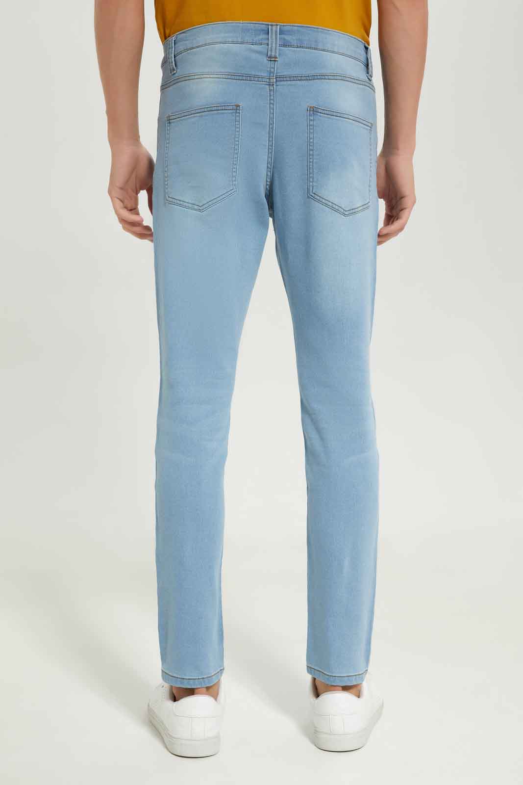 Redtag-Men-Light-Wash-5-Pocket-Knit-Denim-Jeans-Category:Jeans,-Colour:Light-Wash,-Deals:New-In,-Dept:Menswear,-Filter:Men's-Clothing,-Men-Jeans,-New-In-Men-APL,-Non-Sale,-S23A,-Section:Men,-TBL-Men's-