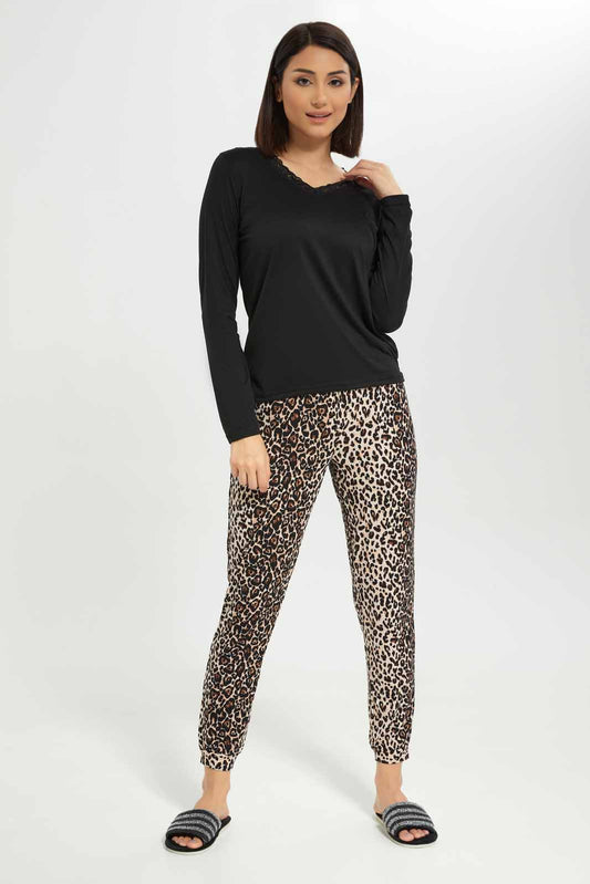 Redtag-Women-Assorted-Aop-Long-Sleeves-Pajama-Set-Bottom-Aop-Category:Pyjama-Sets,-Colour:Assorted,-Deals:New-In,-Dept:Ladieswear,-Filter:Women's-Clothing,-New-In-Women-APL,-Non-Sale,-S23A,-Section:Women,-TBL,-Women-Pyjama-Sets--