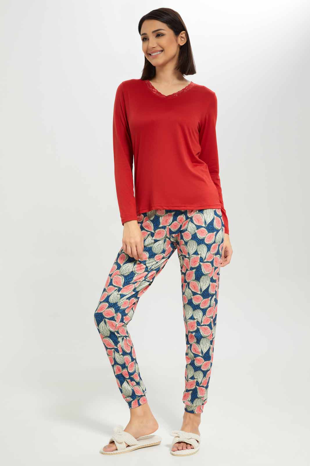 Redtag-Women-Assorted-Aop-Long-Sleeves-Pajama-Set-Bottom-Aop-Category:Pyjama-Sets,-Colour:Assorted,-Deals:New-In,-Dept:Ladieswear,-Filter:Women's-Clothing,-New-In-Women-APL,-Non-Sale,-S23A,-Section:Women,-TBL,-Women-Pyjama-Sets--