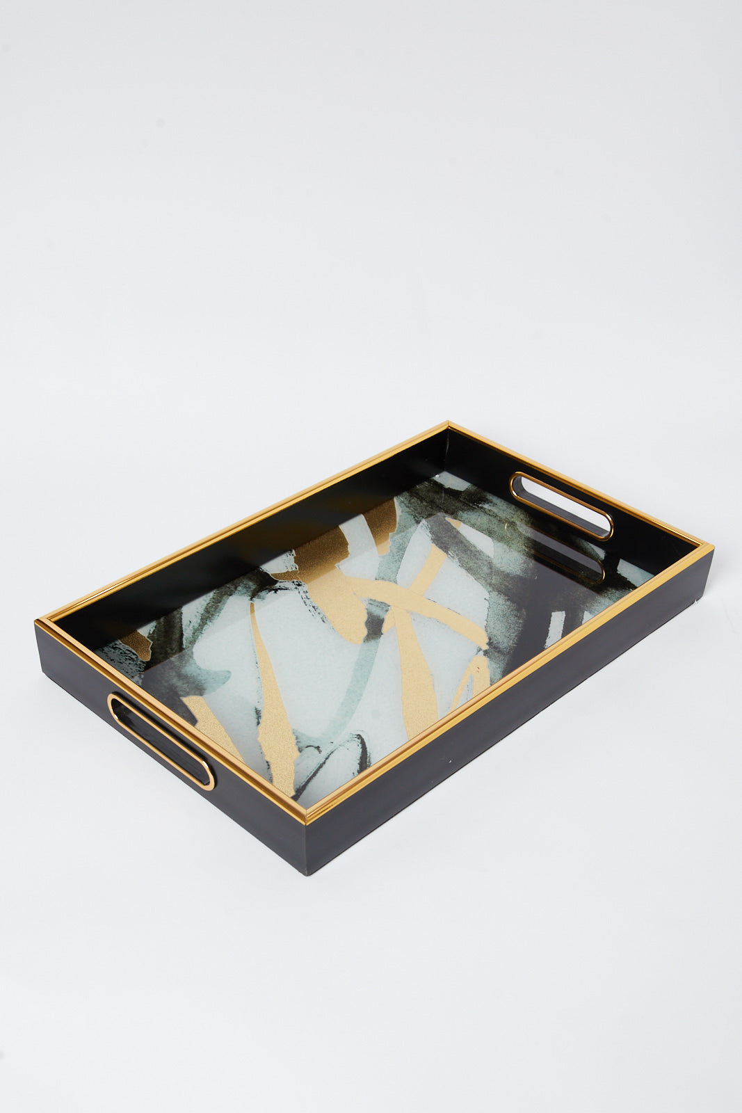 Redtag-Gold-Geomatic-Rectangle-Tray-(Medium)-Category:Trays,-Colour:Gold,-Deals:New-In,-Dept:Home,-Filter:Home-Dining,-HMW-DIN-Serveware,-New-In-HMW-DIN,-Non-Sale,-S23A,-Section:Homewares-Home-Dining-