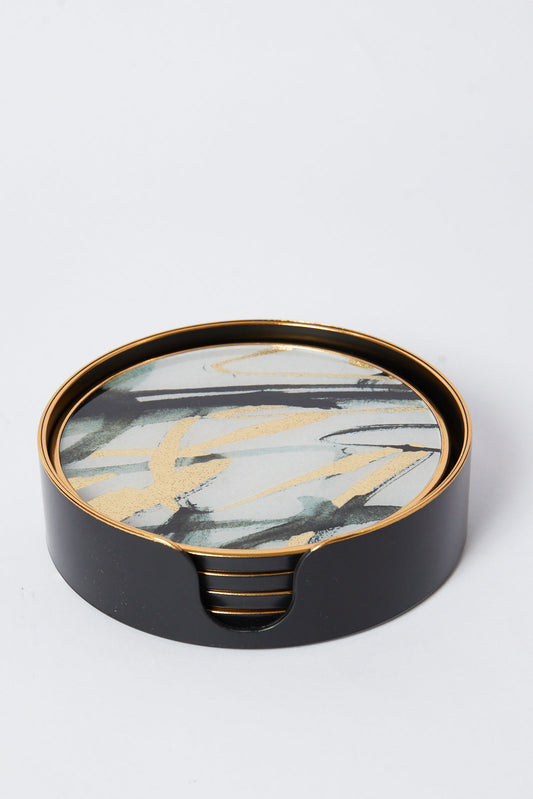 Redtag-Gold-Geomatic-Coaster-(5-Piece)-Category:Bakeware,-Colour:Gold,-Deals:New-In,-Dept:Home,-Filter:Home-Dining,-HMW-DIN-Serveware,-New-In-HMW-DIN,-Non-Sale,-S23A,-Section:Homewares-Home-Dining-