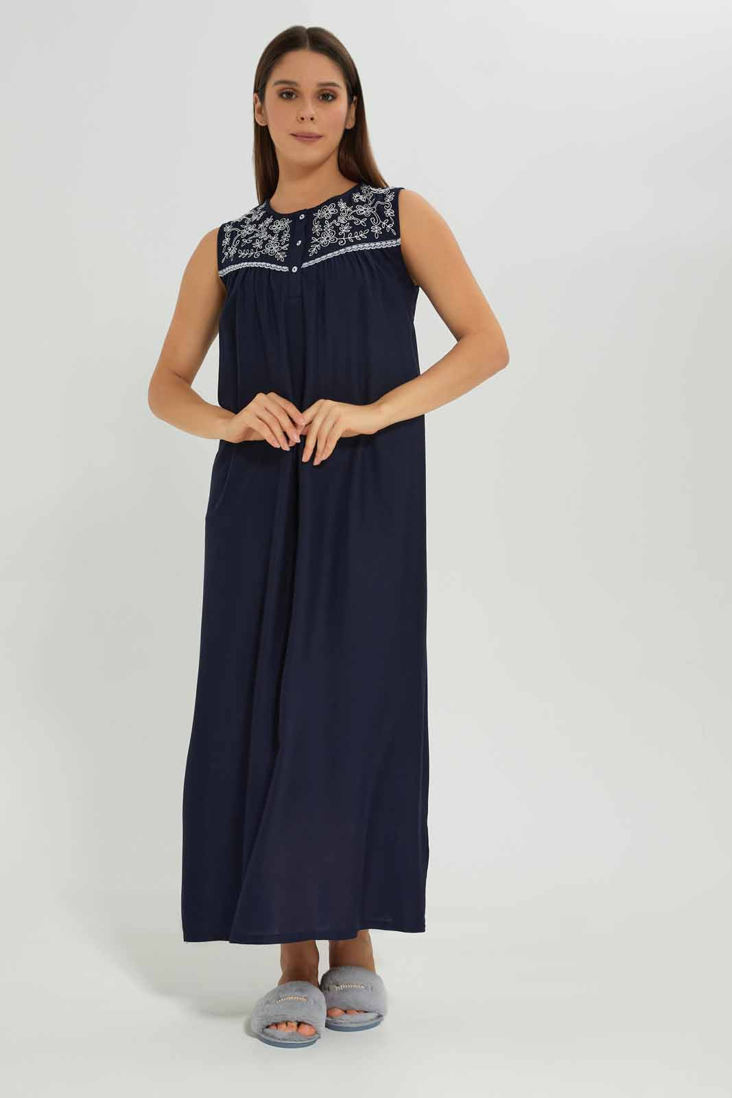 Redtag-Women-Navy-Color-Sleeveless-Nightgown-Category:Nightgowns,-Colour:Navy,-Deals:New-In,-Dept:Ladieswear,-Filter:Women's-Clothing,-New-In-Women-APL,-Non-Sale,-S23A,-Section:Women,-Women-Nightgowns--