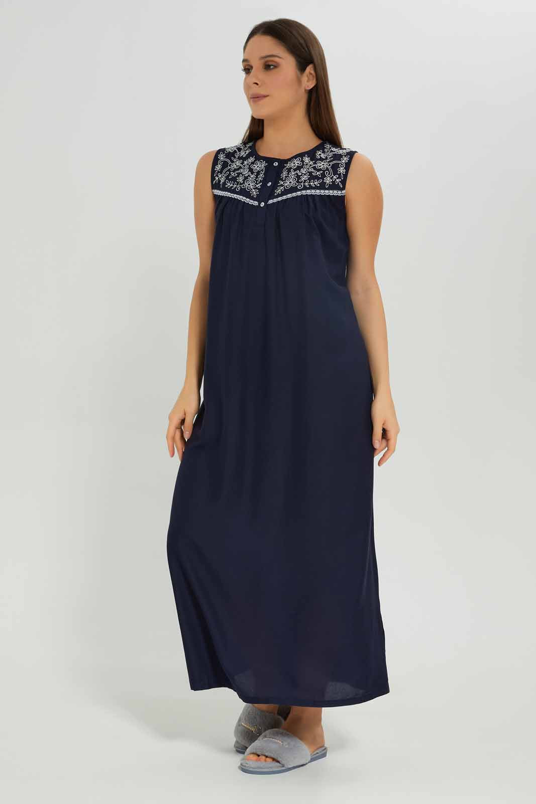 Redtag-Women-Navy-Color-Sleeveless-Nightgown-Category:Nightgowns,-Colour:Navy,-Deals:New-In,-Dept:Ladieswear,-Filter:Women's-Clothing,-New-In-Women-APL,-Non-Sale,-S23A,-Section:Women,-Women-Nightgowns--