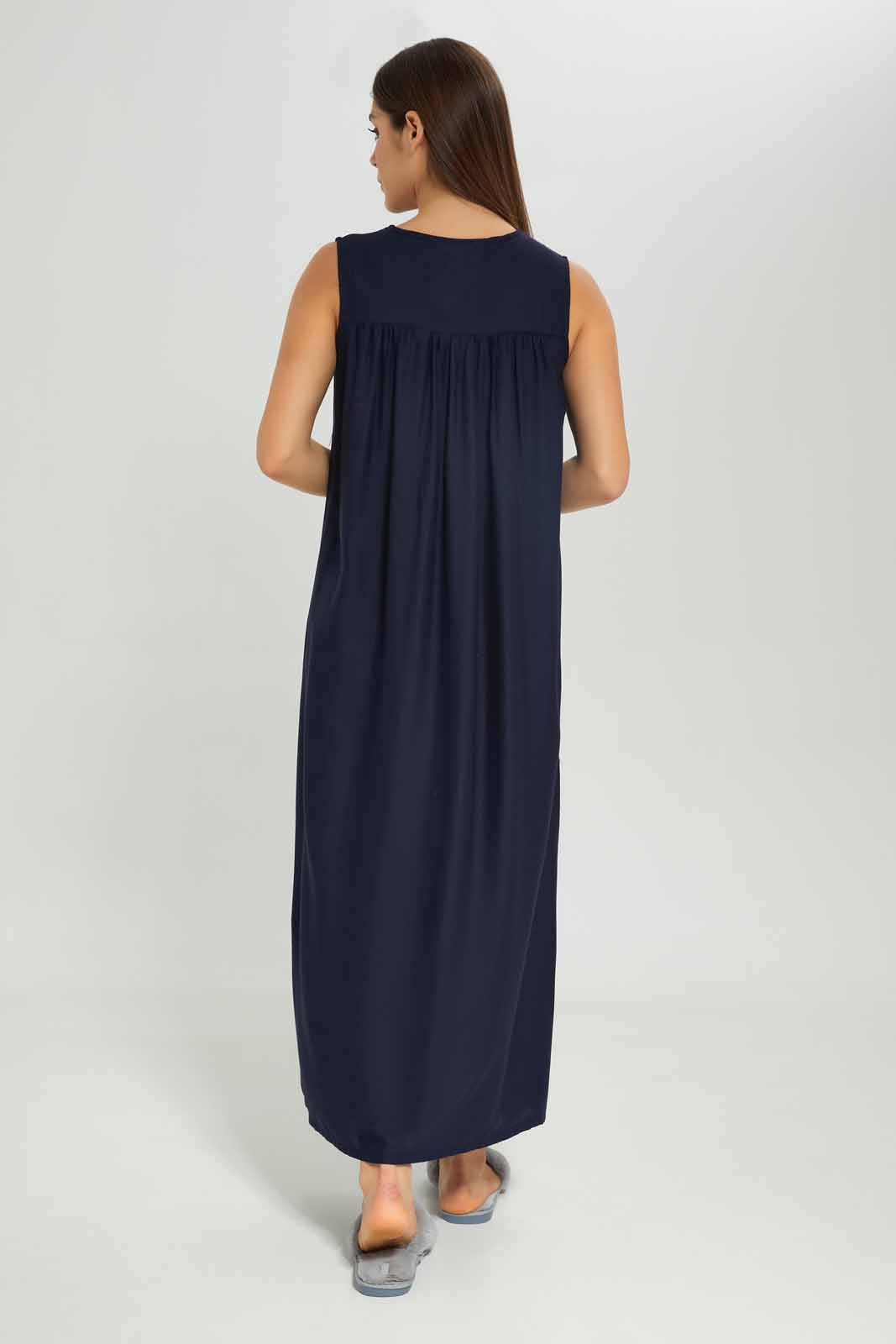 Redtag-Women-Navy-Color-Sleeveless-Nightgown-Category:Nightgowns,-Colour:Navy,-Deals:New-In,-Dept:Ladieswear,-Filter:Women's-Clothing,-New-In-Women-APL,-Non-Sale,-S23A,-Section:Women,-Women-Nightgowns--