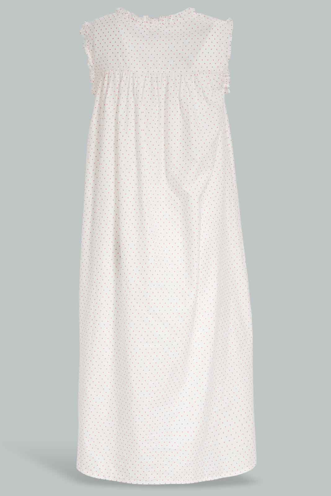 Redtag-Women-White-Color-Polkadot-Sleeveless-Nightgown-Category:Nightgowns,-Colour:White,-Deals:New-In,-Dept:Ladieswear,-Filter:Women's-Clothing,-New-In-Women-APL,-Non-Sale,-S23A,-Section:Women,-Women-Nightgowns--