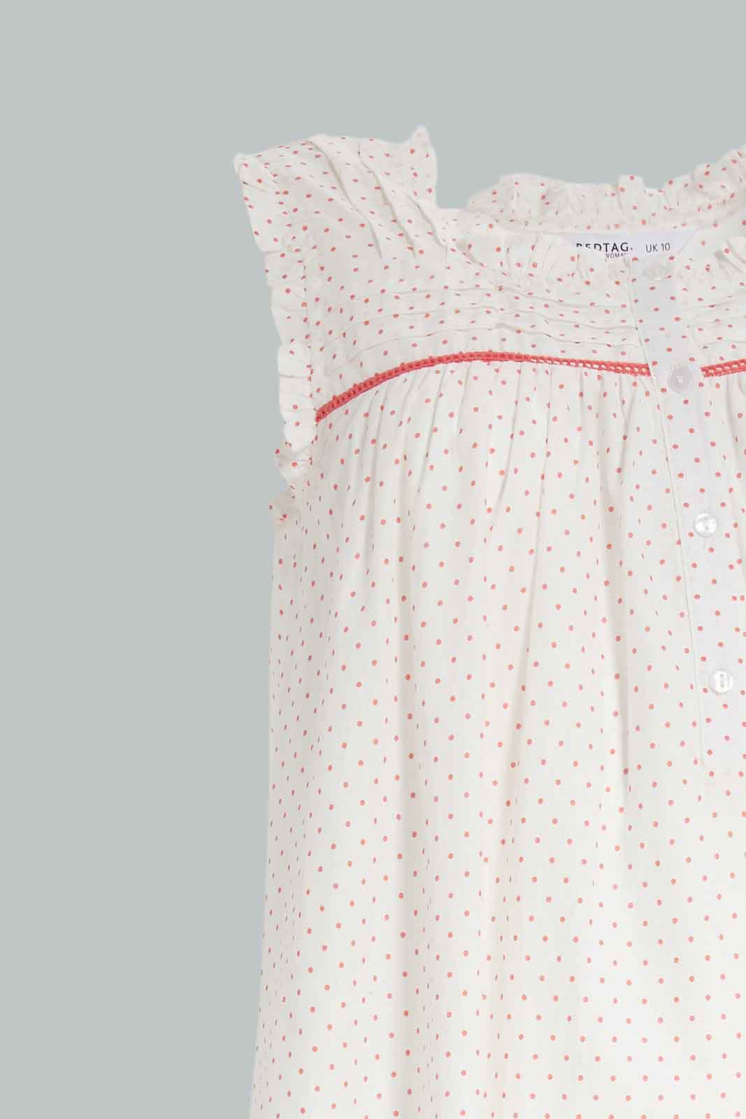 Redtag-Women-White-Color-Polkadot-Sleeveless-Nightgown-Category:Nightgowns,-Colour:White,-Deals:New-In,-Dept:Ladieswear,-Filter:Women's-Clothing,-New-In-Women-APL,-Non-Sale,-S23A,-Section:Women,-Women-Nightgowns--