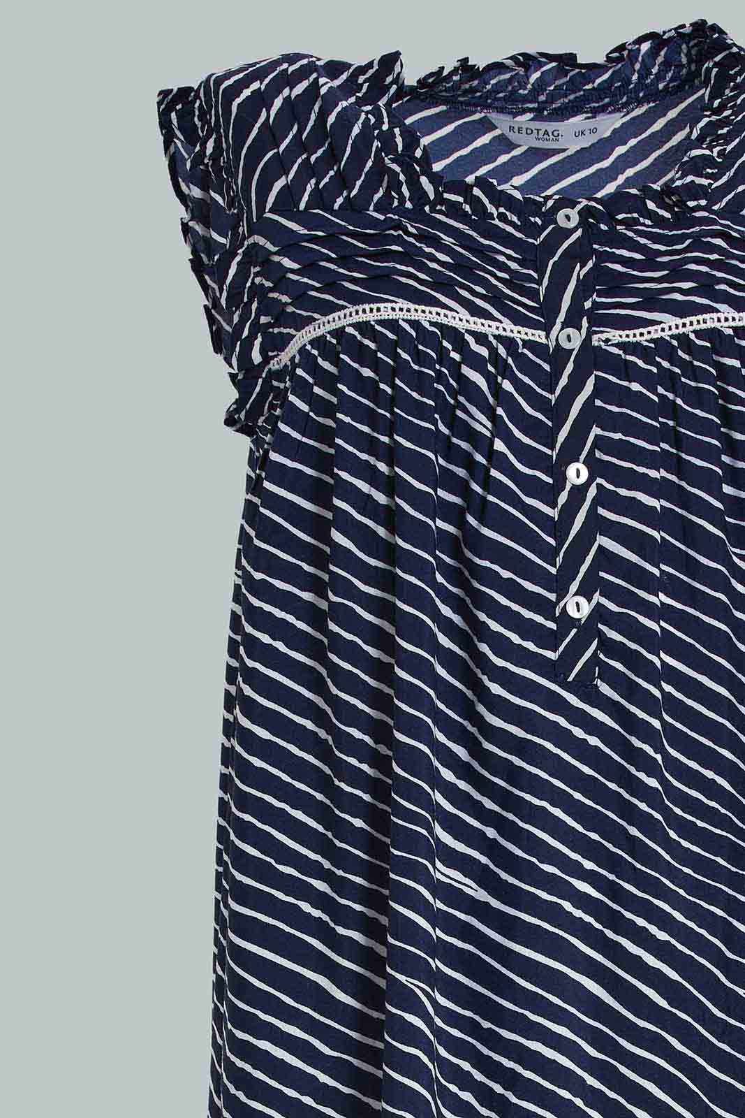 Redtag-Women-Navy-Color-With-White-Stripe-Sleeveless-Nightgown-Category:Nightgowns,-Colour:Navy,-Deals:New-In,-Dept:Ladieswear,-Filter:Women's-Clothing,-New-In-Women-APL,-Non-Sale,-S23A,-Section:Women,-Women-Nightgowns--