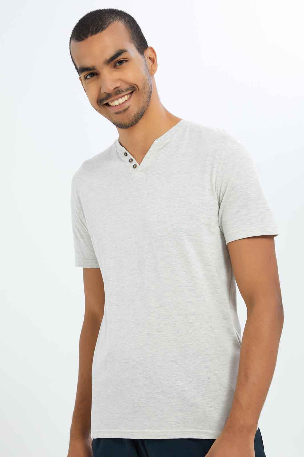 Redtag-Men-Ecru-Notch-Neck-T-Shirt-Category:T-Shirts,-Colour:Ecru,-Deals:New-In,-Dept:Menswear,-Filter:Men's-Clothing,-Men-T-Shirts,-New-In-Men-APL,-Non-Sale,-S23C,-Section:Men-Men's-