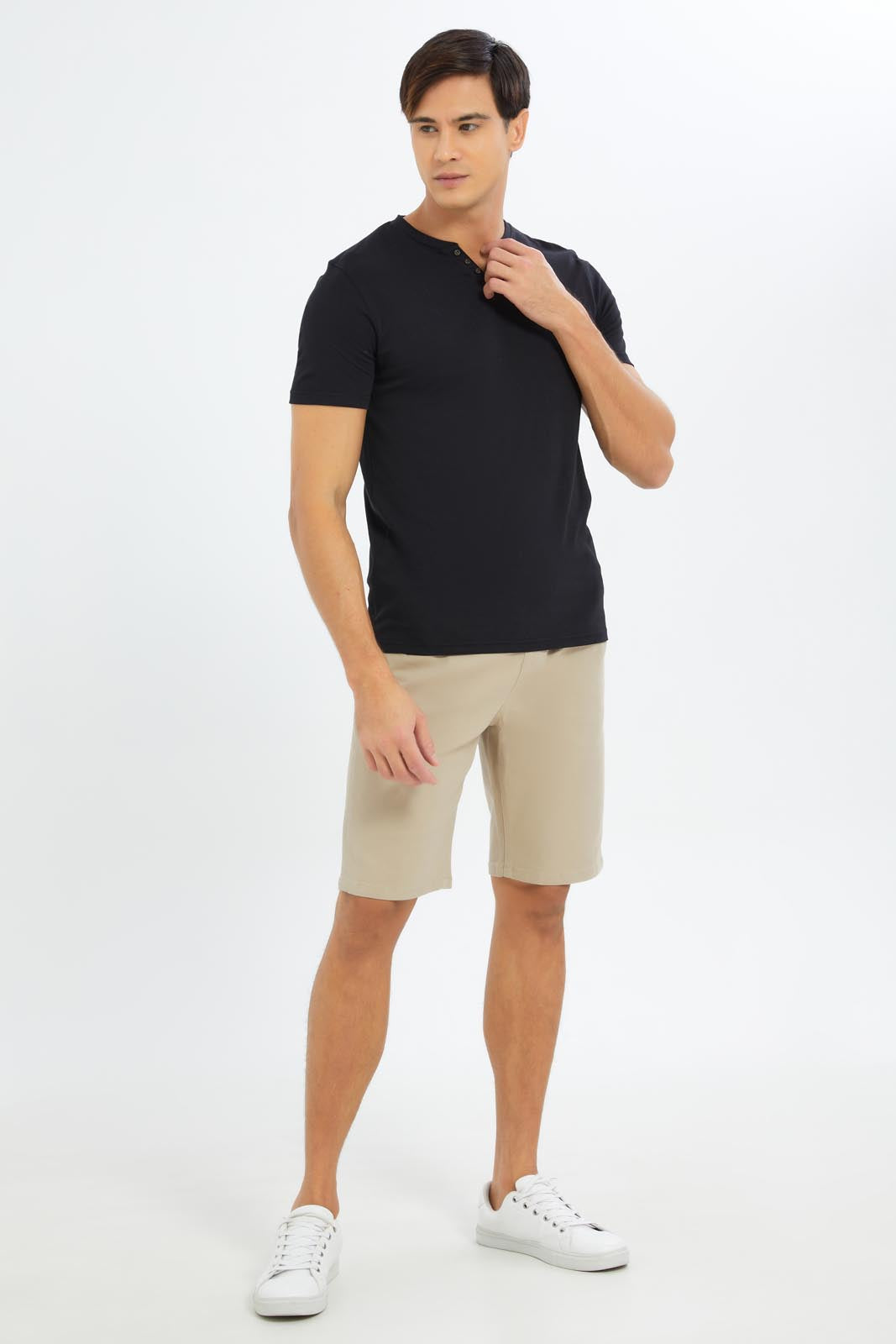 Redtag-Men-Black-Notch-Neck-T-Shirt-Category:T-Shirts,-Colour:Black,-Deals:New-In,-Dept:Menswear,-Filter:Men's-Clothing,-Men-T-Shirts,-New-In-Men-APL,-Non-Sale,-S23C,-Section:Men-Men's-