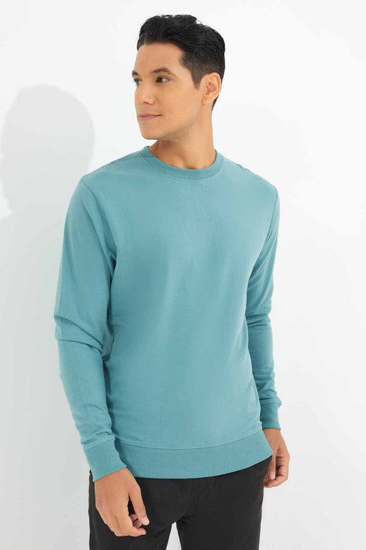Redtag-Men-Green-Crew-Neck-Sweatshirt-Category:Sweatshirts,-Colour:Green,-Deals:New-In,-Dept:Menswear,-Filter:Men's-Clothing,-Men-Sweatshirts,-New-In-Men-APL,-Non-Sale,-S23A,-Section:Men,-TBL-Men's-