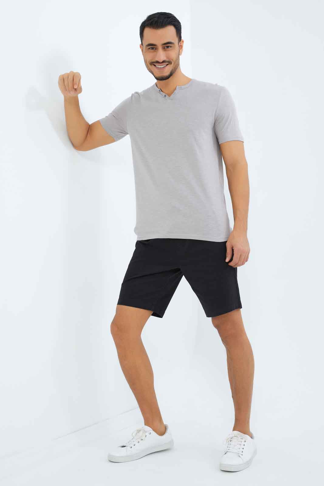 Redtag-Men-Beige-Notch-Neck-T-Shirt-Category:T-Shirts,-Colour:Beige,-Deals:New-In,-Dept:Menswear,-Filter:Men's-Clothing,-Men-T-Shirts,-New-In-Men-APL,-Non-Sale,-S23B,-Section:Men-Men's-