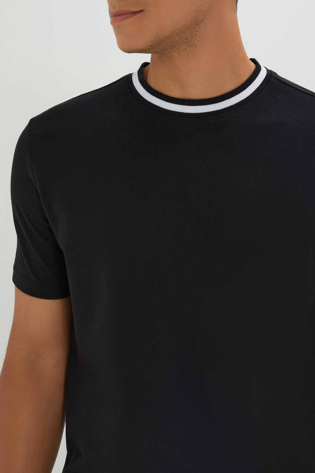 Redtag-Men-Black-Varsity-Pique-T-Shirt-Category:T-Shirts,-Colour:Black,-Deals:New-In,-Dept:Menswear,-Filter:Men's-Clothing,-Men-T-Shirts,-New-In-Men-APL,-Non-Sale,-S23A,-Section:Men-Men's-