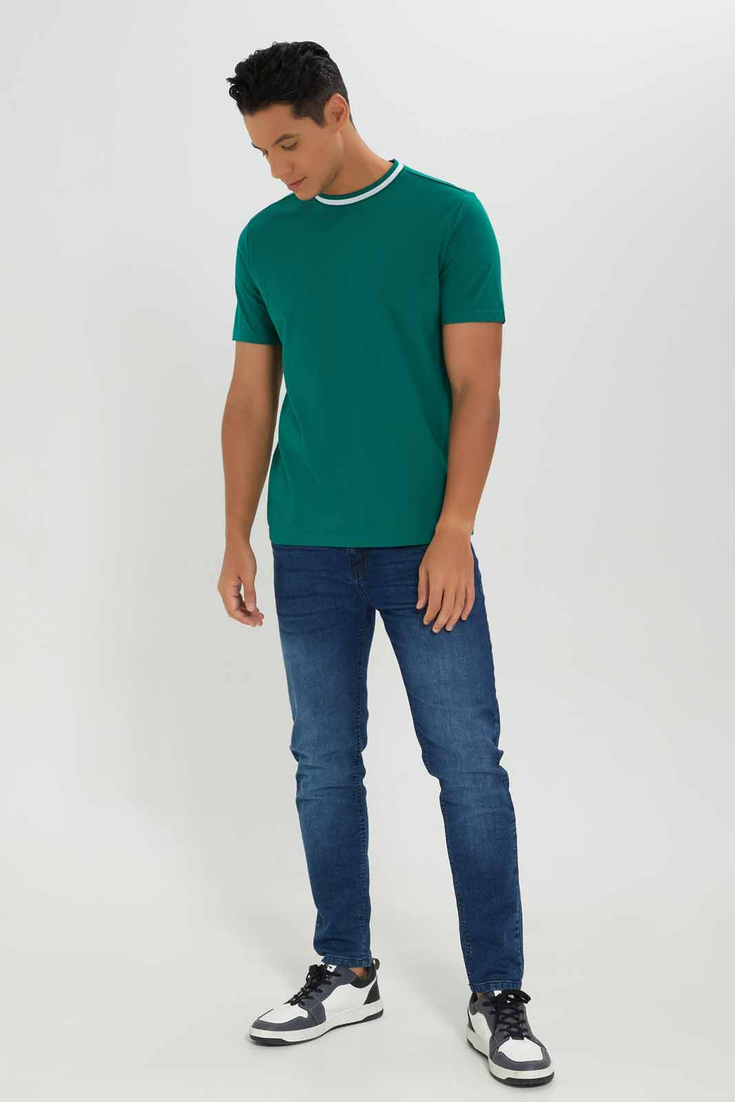 Redtag-Men-Sage-Green-Varsity-Pique-T-Shirt-Category:T-Shirts,-Colour:Green,-Deals:New-In,-Dept:Menswear,-Filter:Men's-Clothing,-Men-T-Shirts,-New-In-Men-APL,-Non-Sale,-S23A,-Section:Men-Men's-