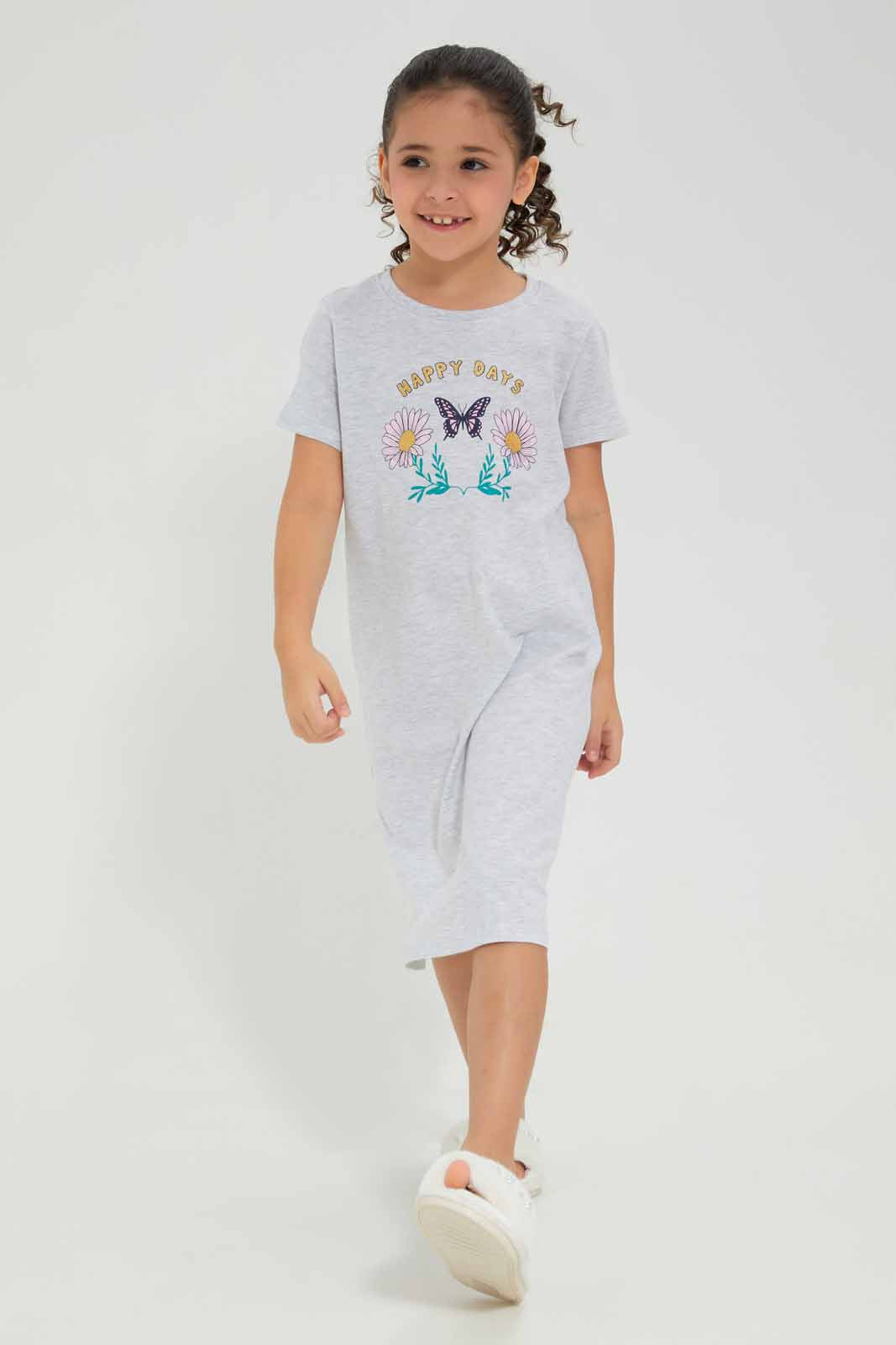 Redtag-Girls-Night-Shirt-â€“-Happy-Days-Category:Nightshirts,-Colour:Lilac,-Deals:New-In,-Filter:Girls-(2-to-8-Yrs),-GIR-Nightshirts,-New-In-GIR-APL,-Non-Sale,-Section:Girls-(0-to-14Yrs),-W22B-Girls-2 to 8 Years