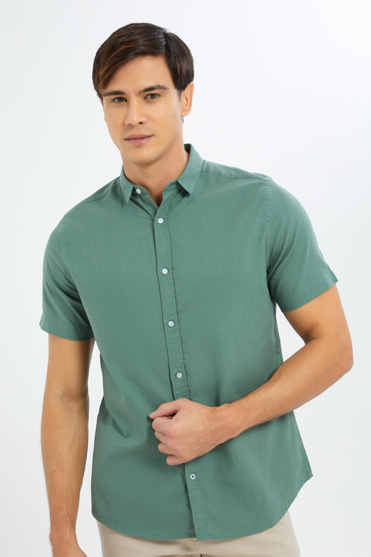 Redtag-Men-Sage-Green-S/S-Oxford-Shirt-Category:Shirts,-Colour:Green,-Deals:New-In,-Dept:Menswear,-Filter:Men's-Clothing,-Men-Shirts,-New-In-Men-APL,-Non-Sale,-S23C,-Section:Men-Men's-