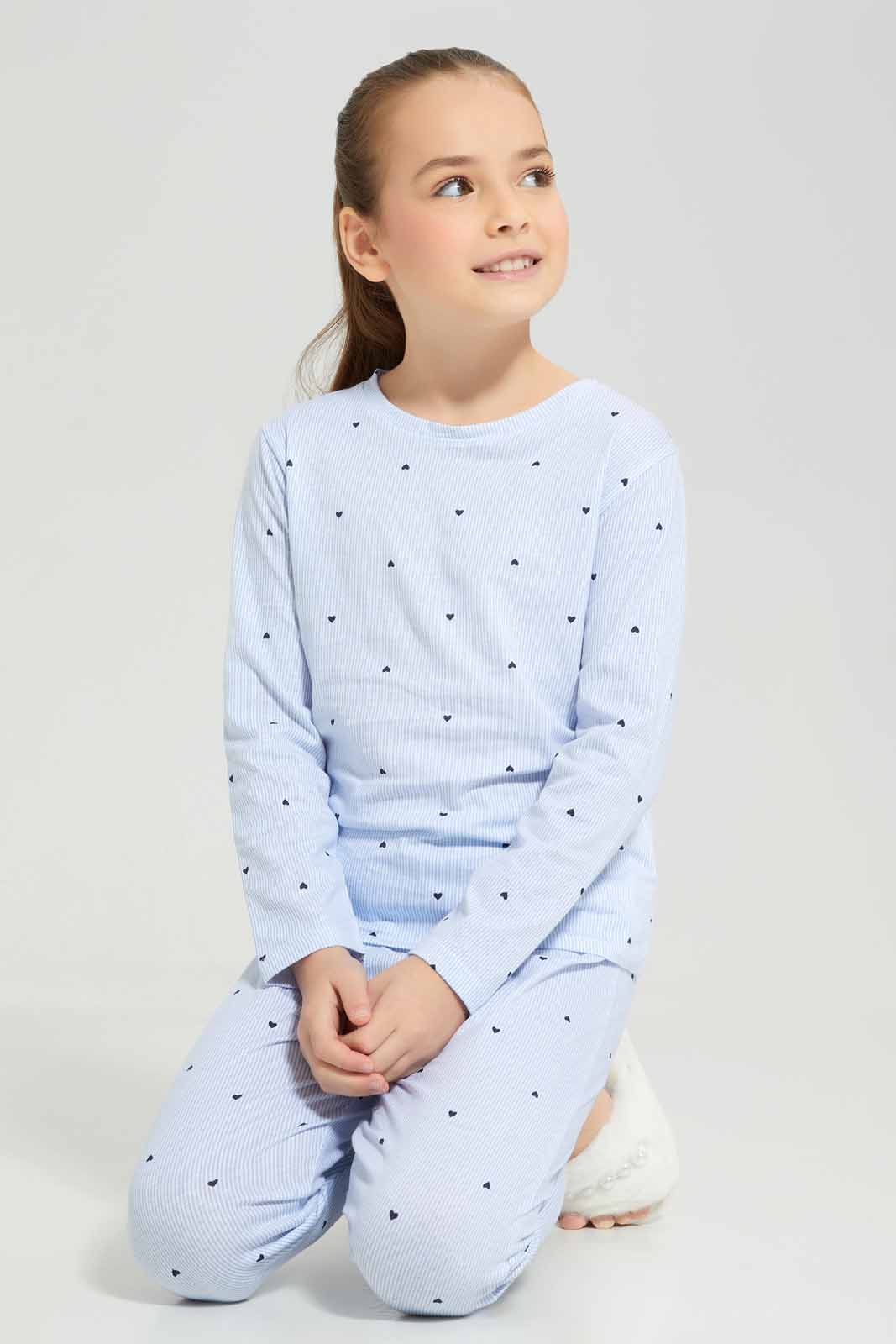 Redtag-Girls-Aop-Blue-Spot-Pj-Set-Category:Pyjama-Sets,-Colour:Blue,-Deals:New-In,-Filter:Girls-(2-to-8-Yrs),-GIR-Pyjama-Sets,-New-In-GIR-APL,-Non-Sale,-Section:Girls-(0-to-14Yrs),-W22B-Girls-2 to 8 Years