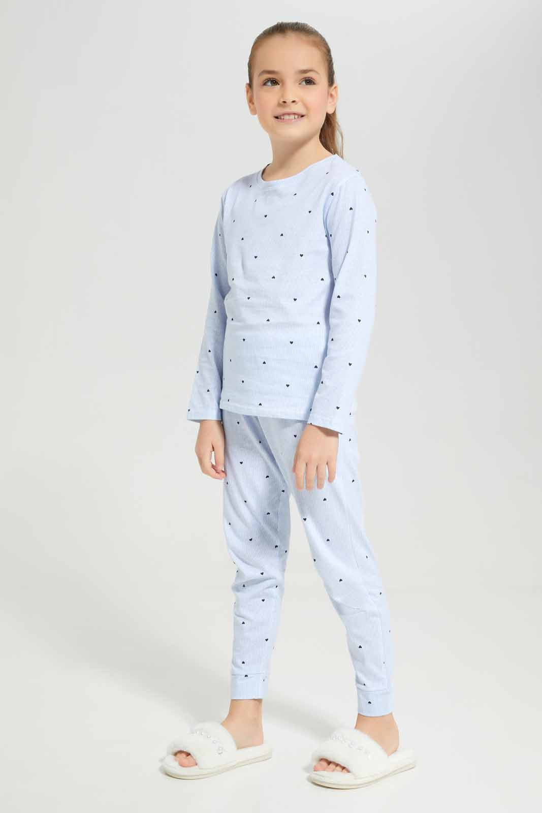 Redtag-Girls-Aop-Blue-Spot-Pj-Set-Category:Pyjama-Sets,-Colour:Blue,-Deals:New-In,-Filter:Girls-(2-to-8-Yrs),-GIR-Pyjama-Sets,-New-In-GIR-APL,-Non-Sale,-Section:Girls-(0-to-14Yrs),-W22B-Girls-2 to 8 Years