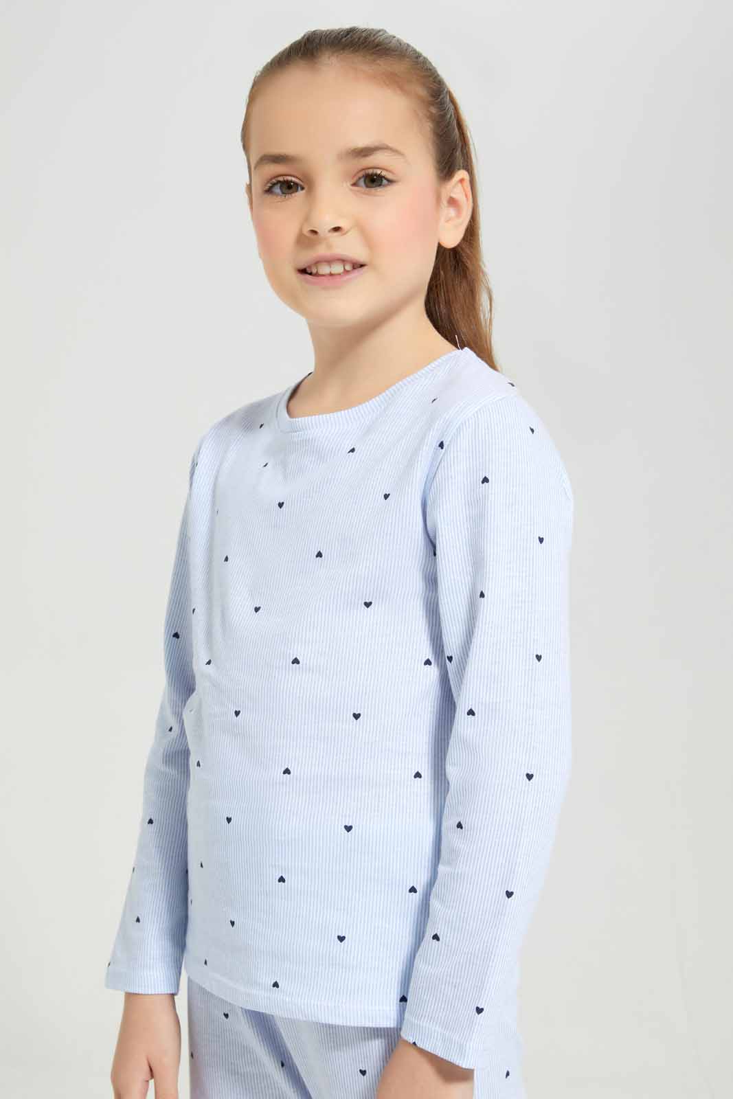 Redtag-Girls-Aop-Blue-Spot-Pj-Set-Category:Pyjama-Sets,-Colour:Blue,-Deals:New-In,-Filter:Girls-(2-to-8-Yrs),-GIR-Pyjama-Sets,-New-In-GIR-APL,-Non-Sale,-Section:Girls-(0-to-14Yrs),-W22B-Girls-2 to 8 Years