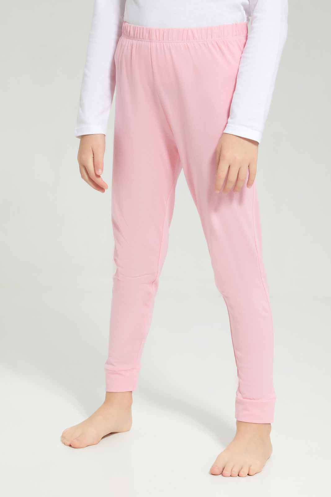 Redtag-Girls-Ls-Pj-Set-â€“-Pink-Slogan-Category:Pyjama-Sets,-Colour:Apricot,-Deals:New-In,-Filter:Girls-(2-to-8-Yrs),-GIR-Pyjama-Sets,-New-In-GIR-APL,-Non-Sale,-Section:Girls-(0-to-14Yrs),-W22B-Girls-2 to 8 Years