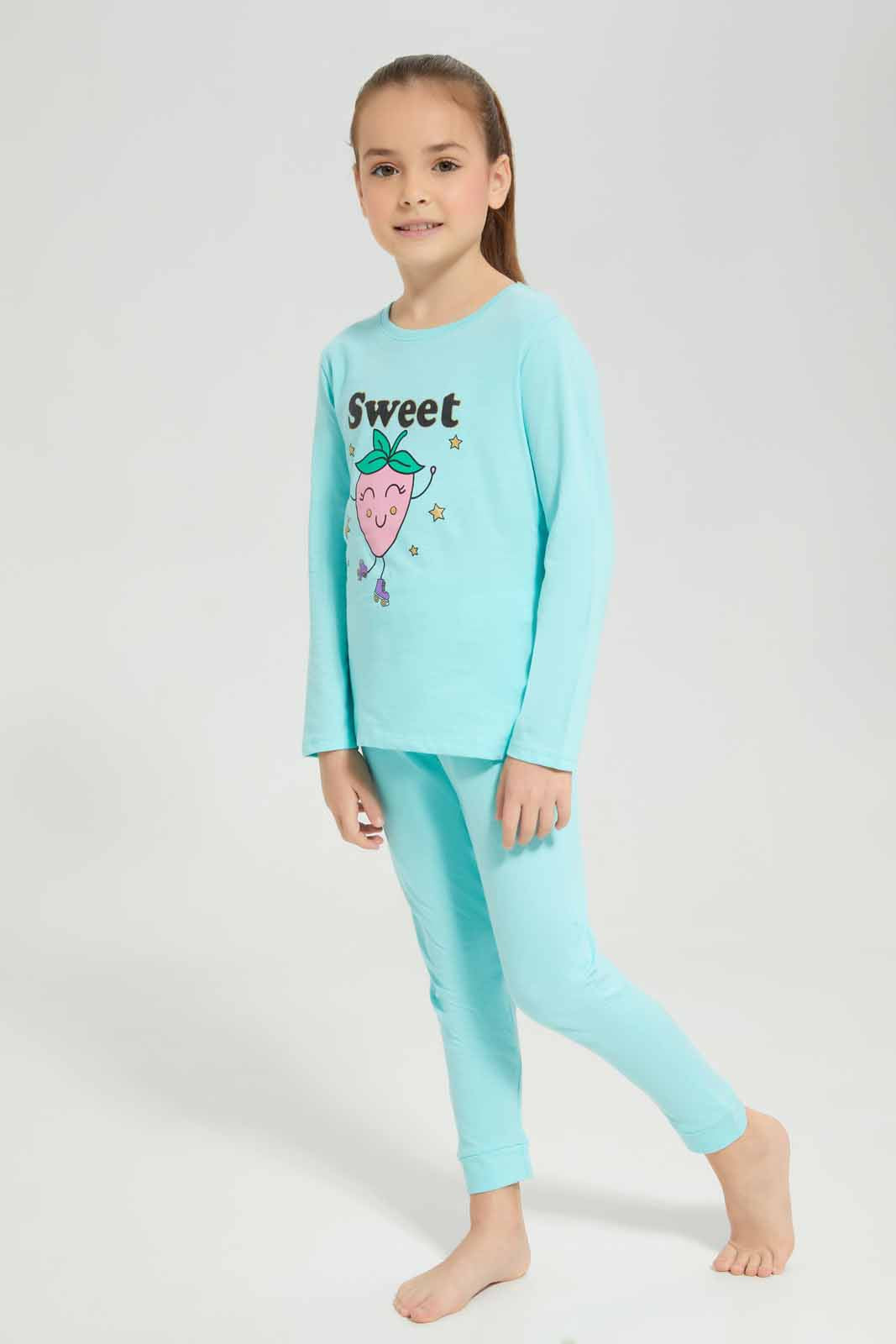 Redtag-Girls-Ls-Pj-Set-â€“-Blue-Sweet-Category:Pyjama-Sets,-Colour:Blue,-Deals:New-In,-Filter:Girls-(2-to-8-Yrs),-GIR-Pyjama-Sets,-New-In-GIR-APL,-Non-Sale,-Section:Girls-(0-to-14Yrs),-W22B-Girls-2 to 8 Years