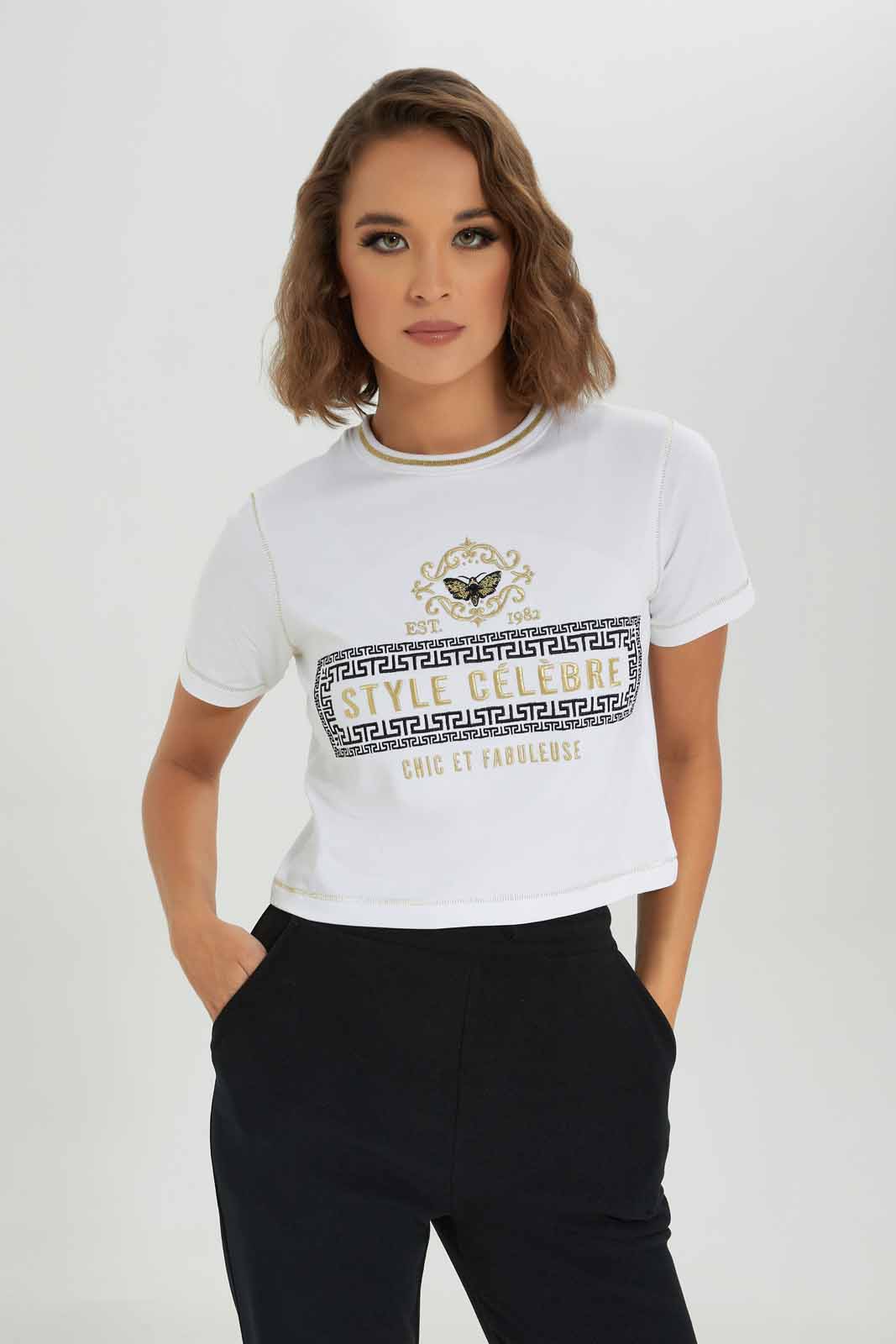 Redtag-Women-White-T-Shirt-With-Embroidery-Print-Category:T-Shirts,-Colour:White,-Deals:New-In,-Dept:Ladieswear,-Filter:Women's-Clothing,-LDC,-LDC-T-Shirts,-New-In-LDC-APL,-Non-Sale,-S23A,-Section:Women-Women's-