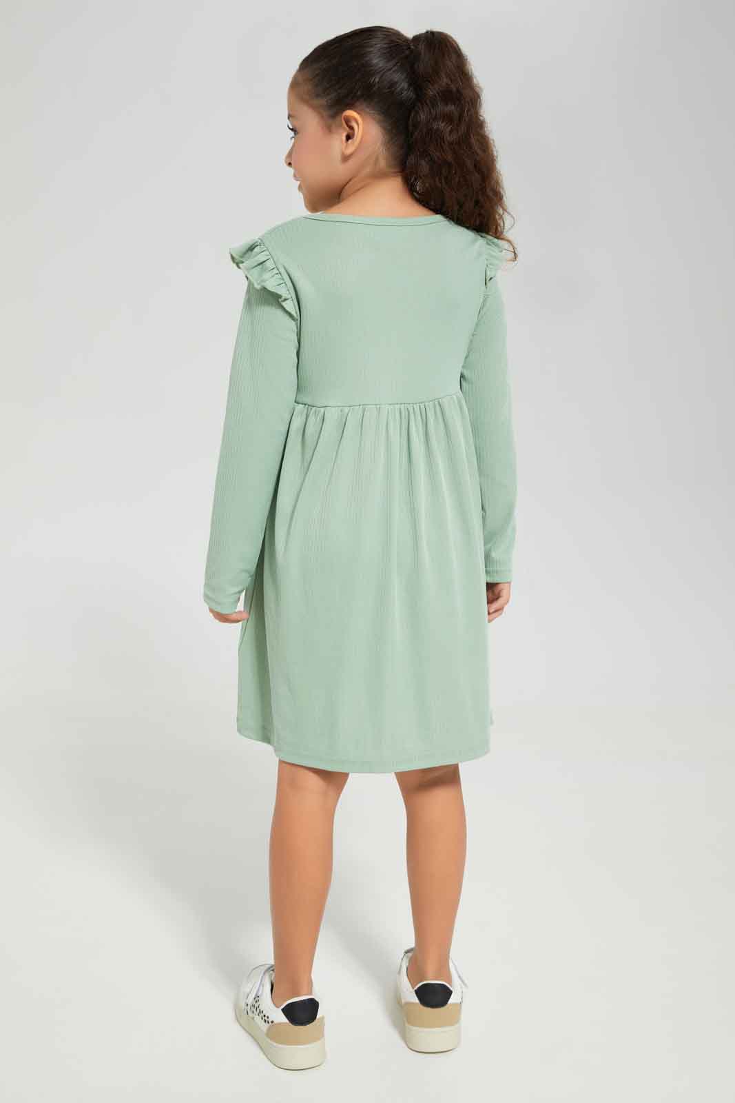 Redtag-Girls-Black-Rib-L/S-Dress-Category:Dresses,-Colour:Black,-Deals:New-In,-Dept:Girls,-Filter:Girls-(2-to-8-Yrs),-GIR-Dresses,-New-In-GIR-APL,-Non-Sale,-Section:Girls-(0-to-14Yrs),-W22B-Girls-2 to 8 Years
