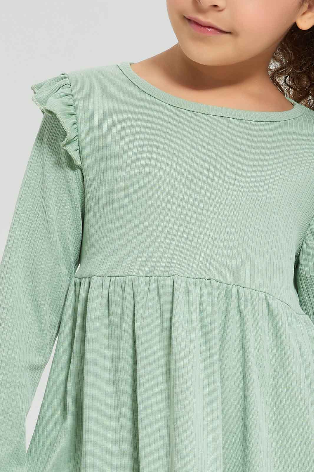Redtag-Girls-Black-Rib-L/S-Dress-Category:Dresses,-Colour:Black,-Deals:New-In,-Dept:Girls,-Filter:Girls-(2-to-8-Yrs),-GIR-Dresses,-New-In-GIR-APL,-Non-Sale,-Section:Girls-(0-to-14Yrs),-W22B-Girls-2 to 8 Years