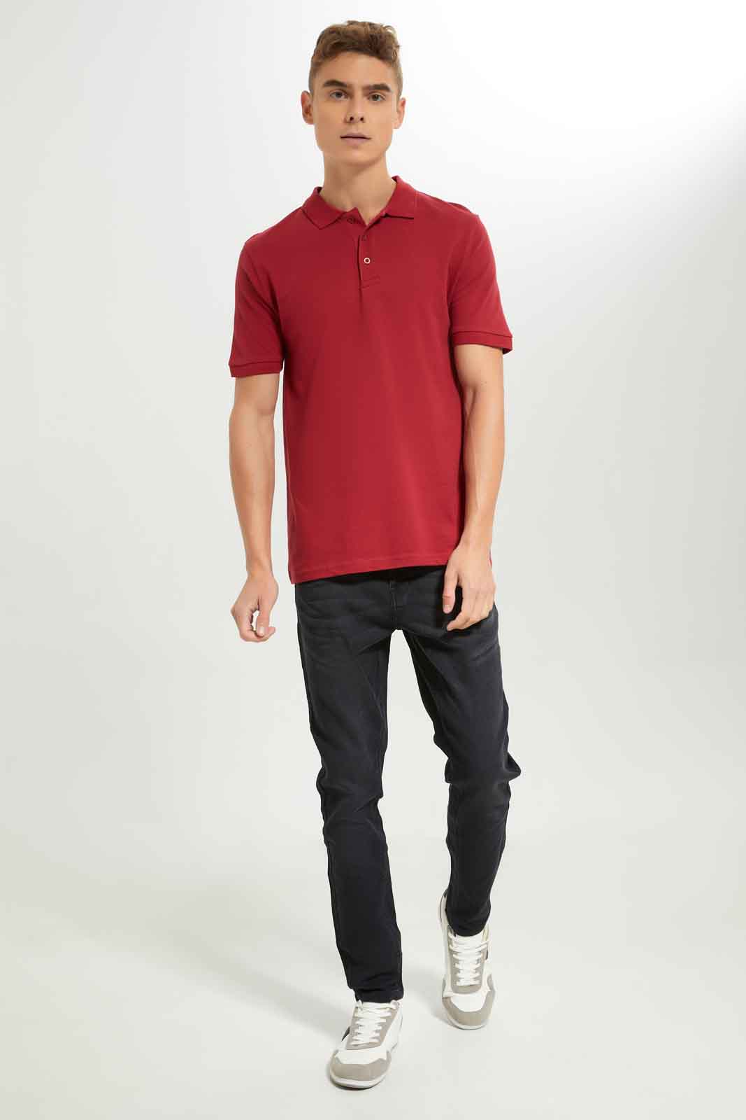 Redtag-Men-Red-Polo-Shirt-Category:Polo-T-Shirts,-Colour:Red,-Deals:New-In,-Dept:Menswear,-Filter:Men's-Clothing,-Men-Polo-T-Shirts,-New-In-Men-APL,-Non-Sale,-S23A,-Section:Men,-TBL-Men's-