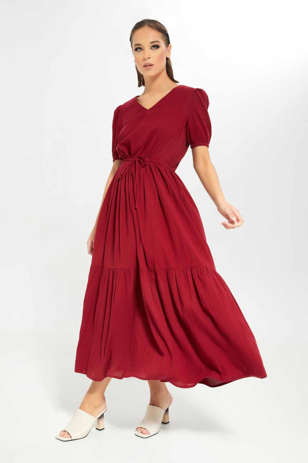 Redtag-Women-Burgundy-Dress-Category:Dresses,-Colour:Burgundy,-Deals:New-In,-Dept:Ladieswear,-Filter:Women's-Clothing,-LDC,-LDC-Dresses,-New-In-LDC-APL,-Non-Sale,-S23A,-Section:Women-Women's-