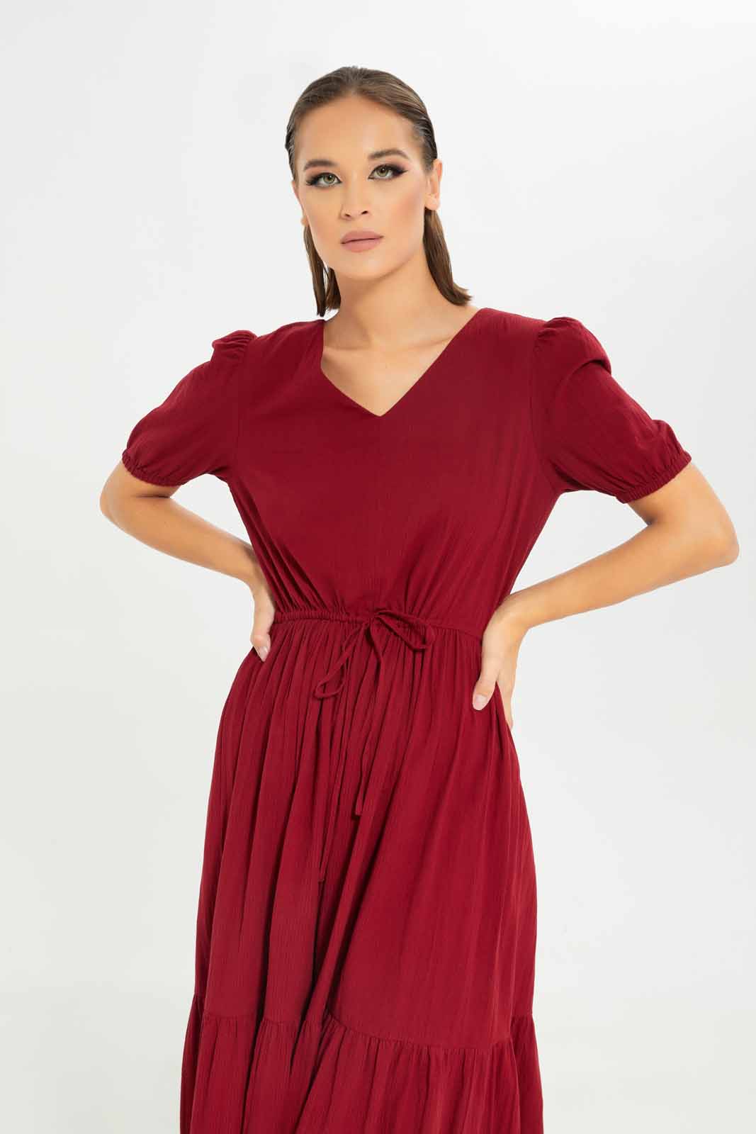 Redtag-Women-Burgundy-Dress-Category:Dresses,-Colour:Burgundy,-Deals:New-In,-Dept:Ladieswear,-Filter:Women's-Clothing,-LDC,-LDC-Dresses,-New-In-LDC-APL,-Non-Sale,-S23A,-Section:Women-Women's-