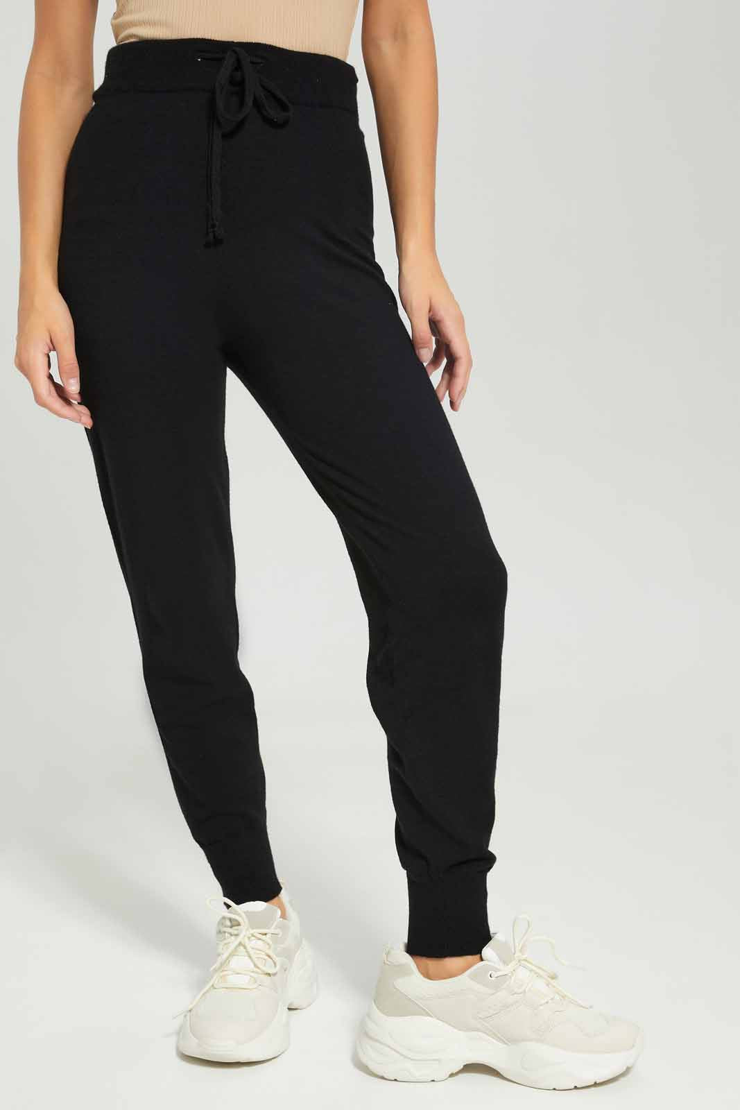 Redtag-Women-Black-Knitted-Jogger-Category:Trousers,-Colour:Black,-Deals:New-In,-Dept:Ladieswear,-Filter:Women's-Clothing,-LDC,-LDC-Trousers,-New-In-LDC-APL,-Non-Sale,-S23A,-Section:Women,-TBL-Women's-
