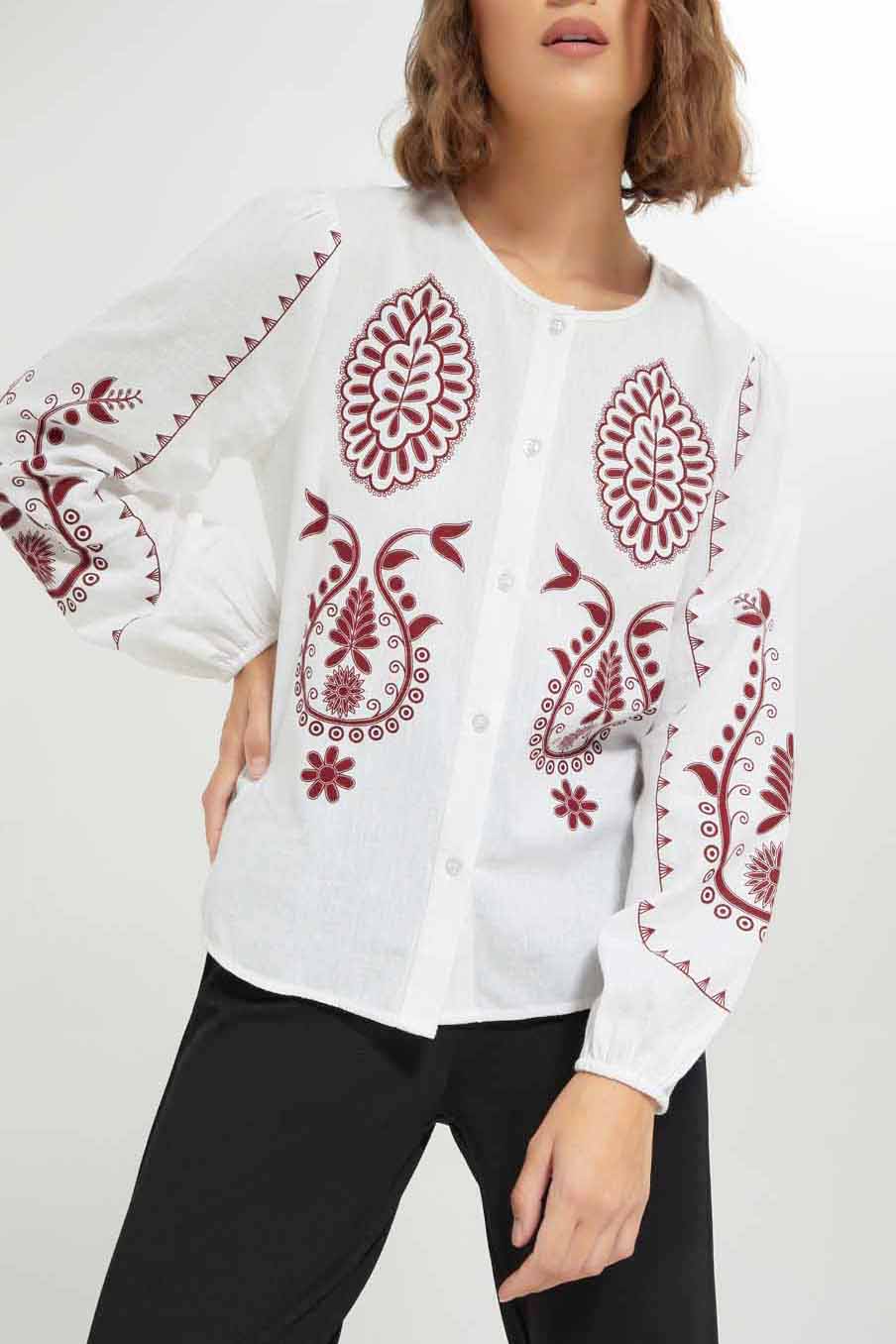 Redtag-Women-White-Embroidered-Blouse-Category:Blouses,-Colour:White,-Deals:New-In,-Dept:Ladieswear,-Filter:Women's-Clothing,-LDC,-LDC-Blouses,-New-In-LDC-APL,-Non-Sale,-S23A,-Section:Women-Women's-