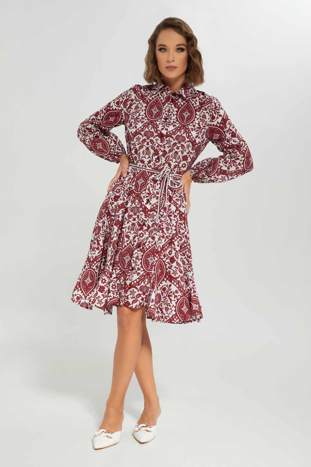 Redtag-Women-Burgundy-Printed-Dress-Category:Dresses,-Colour:Burgundy,-Deals:New-In,-Dept:Ladieswear,-Filter:Women's-Clothing,-LDC,-LDC-Dresses,-New-In-LDC-APL,-Non-Sale,-S23A,-Section:Women-Women's-