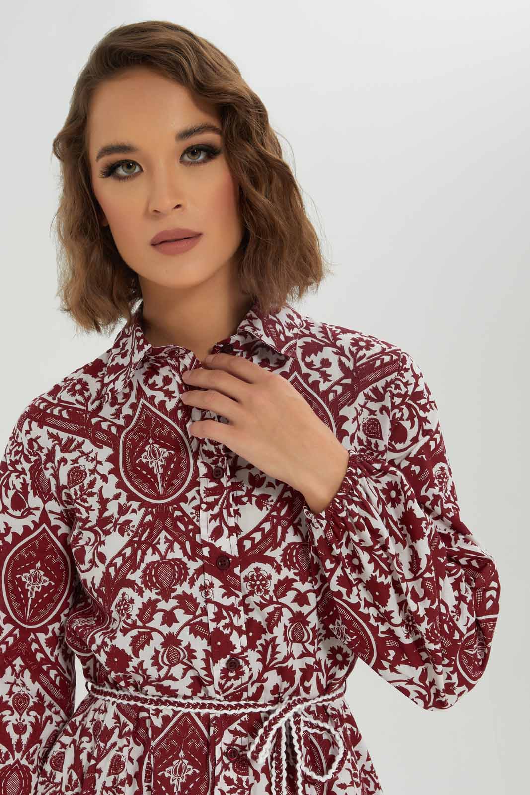 Redtag-Women-Burgundy-Printed-Dress-Category:Dresses,-Colour:Burgundy,-Deals:New-In,-Dept:Ladieswear,-Filter:Women's-Clothing,-LDC,-LDC-Dresses,-New-In-LDC-APL,-Non-Sale,-S23A,-Section:Women-Women's-