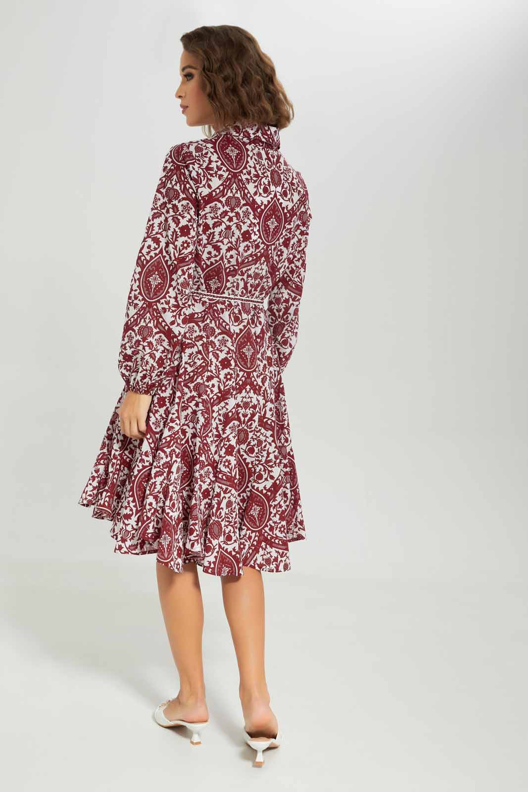 Redtag-Women-Burgundy-Printed-Dress-Category:Dresses,-Colour:Burgundy,-Deals:New-In,-Dept:Ladieswear,-Filter:Women's-Clothing,-LDC,-LDC-Dresses,-New-In-LDC-APL,-Non-Sale,-S23A,-Section:Women-Women's-