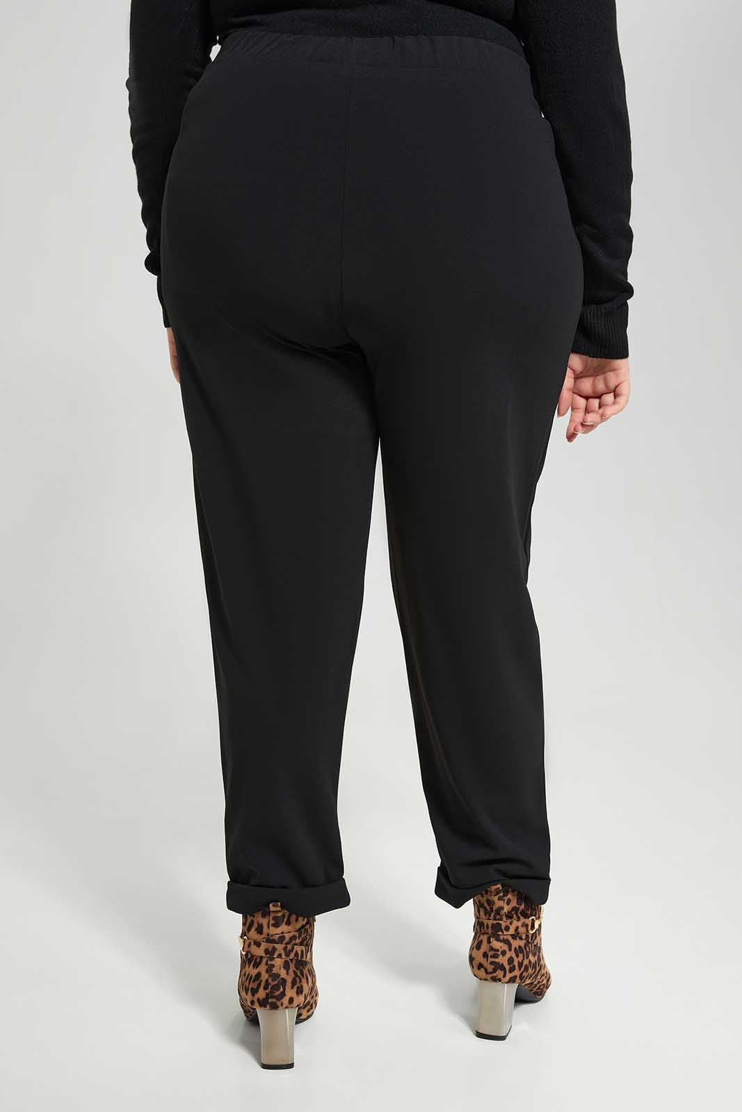 Redtag-Women-Black-Pleated-Waist-Slim-Fit-Trousers-Category:Trousers,-Colour:Black,-Deals:New-In,-Dept:Ladieswear,-Filter:Plus-Size,-LDP-Trousers,-New-In-LDP-APL,-Non-Sale,-Section:Women,-W22B-Women's-
